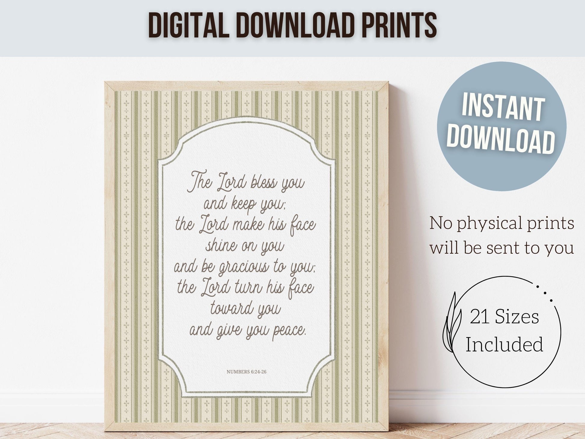 Christian Nursery Wall Art, The Lord Bless You Bible Verse Nursery Print, Farmhouse Scripture Wall Decor, Numbers 6:24-26 (Digital Download)