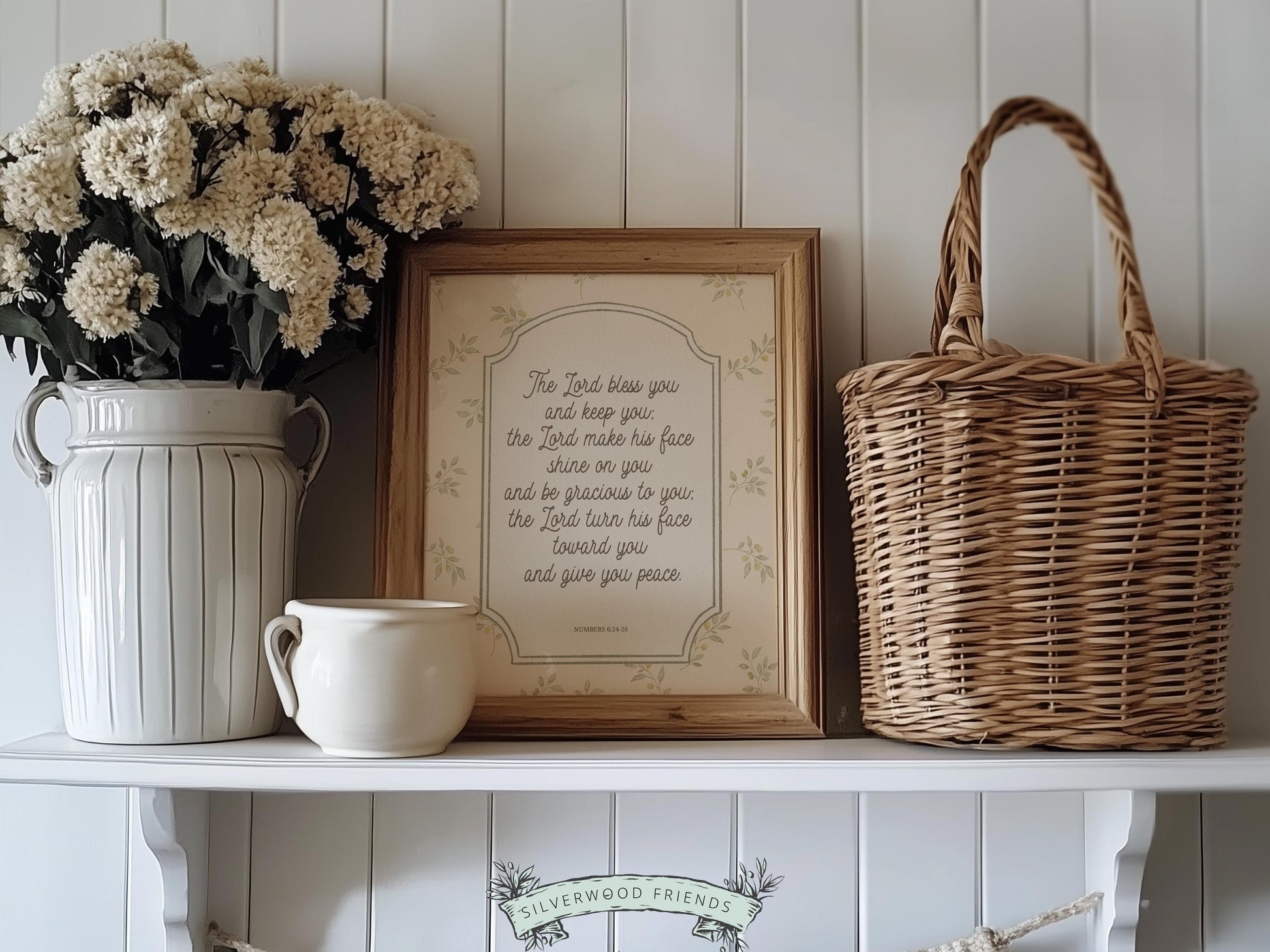 Christian Nursery Wall Art, The Lord Bless You Bible Verse Nursery Print, Farmhouse Scripture Wall Decor, Numbers 6:24-26 (Digital Download)