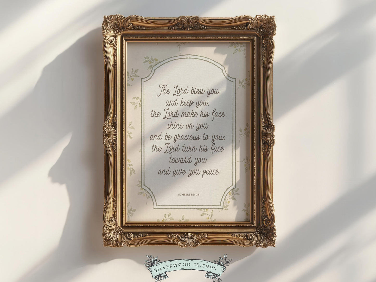 Christian Nursery Wall Art, The Lord Bless You Bible Verse Nursery Print, Farmhouse Scripture Wall Decor, Numbers 6:24-26 (Digital Download)