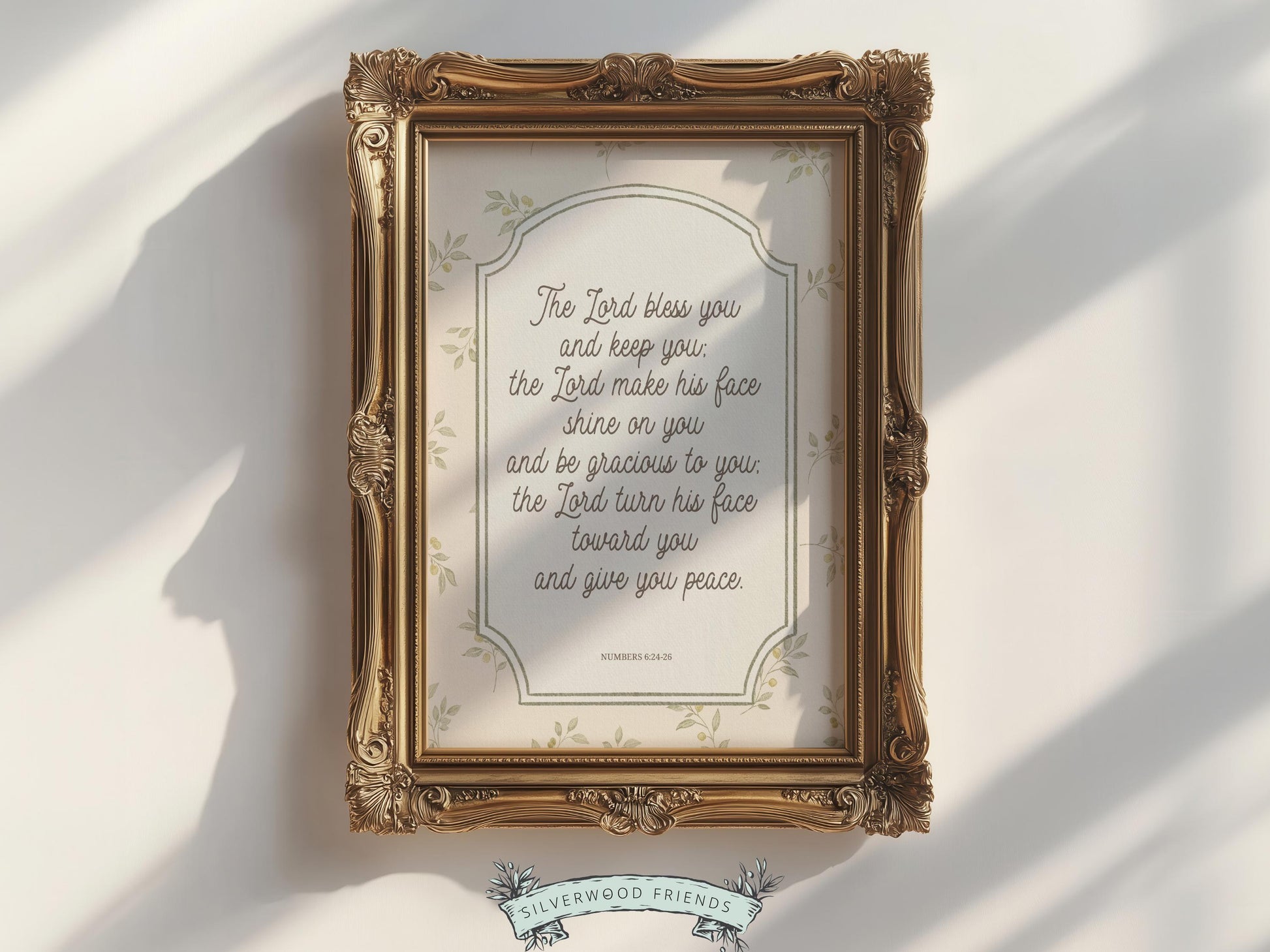 Christian Nursery Wall Art, The Lord Bless You Bible Verse Nursery Print, Farmhouse Scripture Wall Decor, Numbers 6:24-26 (Digital Download)