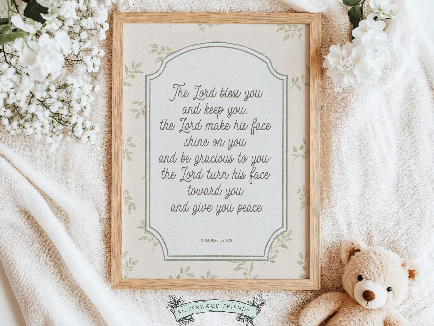 Christian Nursery Wall Art, The Lord Bless You Bible Verse Nursery Print, Farmhouse Scripture Wall Decor, Numbers 6:24-26 (Digital Download)