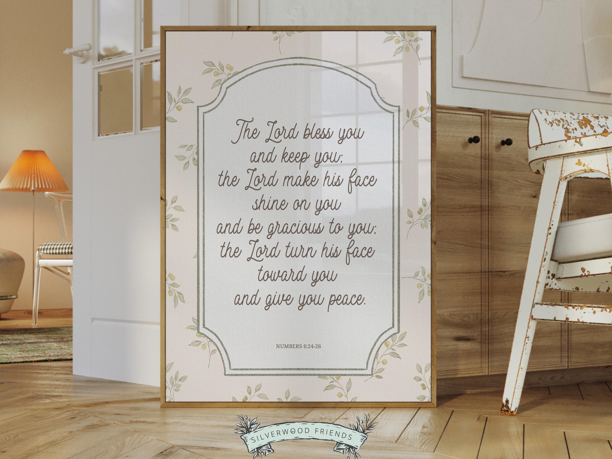 Christian Nursery Wall Art, The Lord Bless You Bible Verse Nursery Print, Farmhouse Scripture Wall Decor, Numbers 6:24-26 (Digital Download)