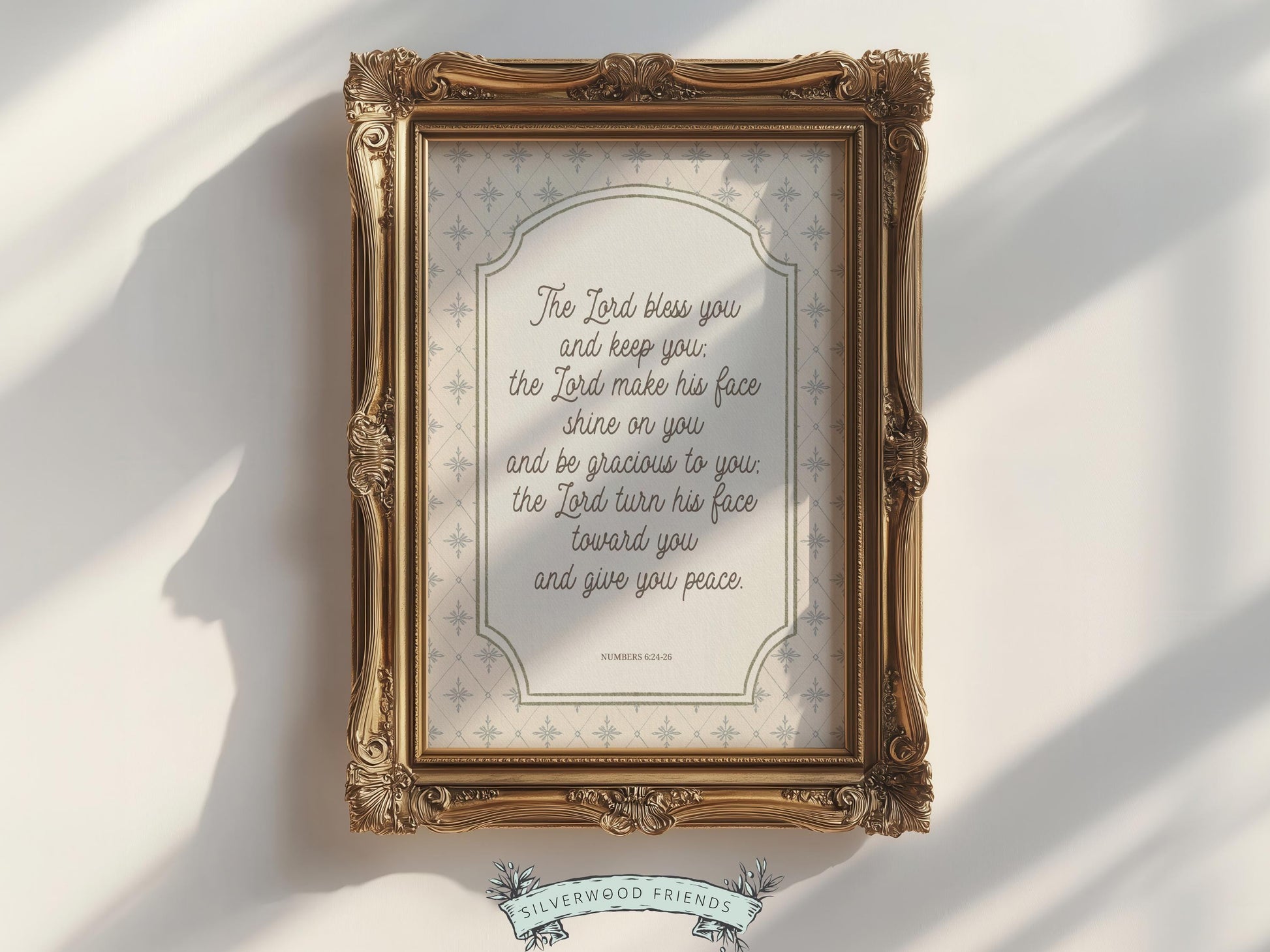 Christian Nursery Wall Art, The Lord Bless You Bible Verse Nursery Print, Farmhouse Scripture Wall Decor, Numbers 6:24-26 (Digital Download)