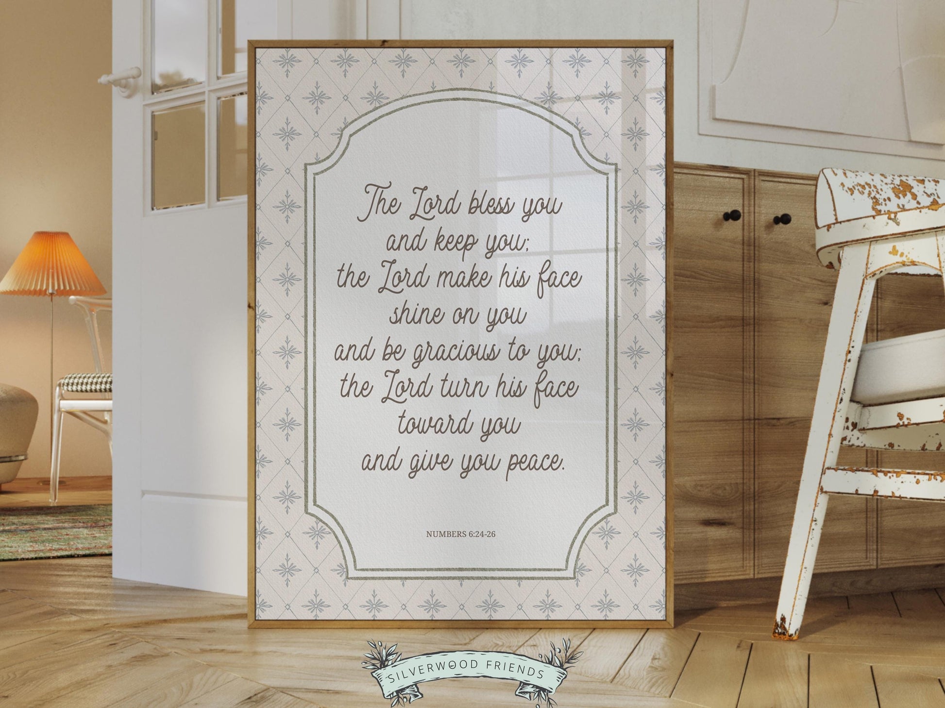 Christian Nursery Wall Art, The Lord Bless You Bible Verse Nursery Print, Farmhouse Scripture Wall Decor, Numbers 6:24-26 (Digital Download)