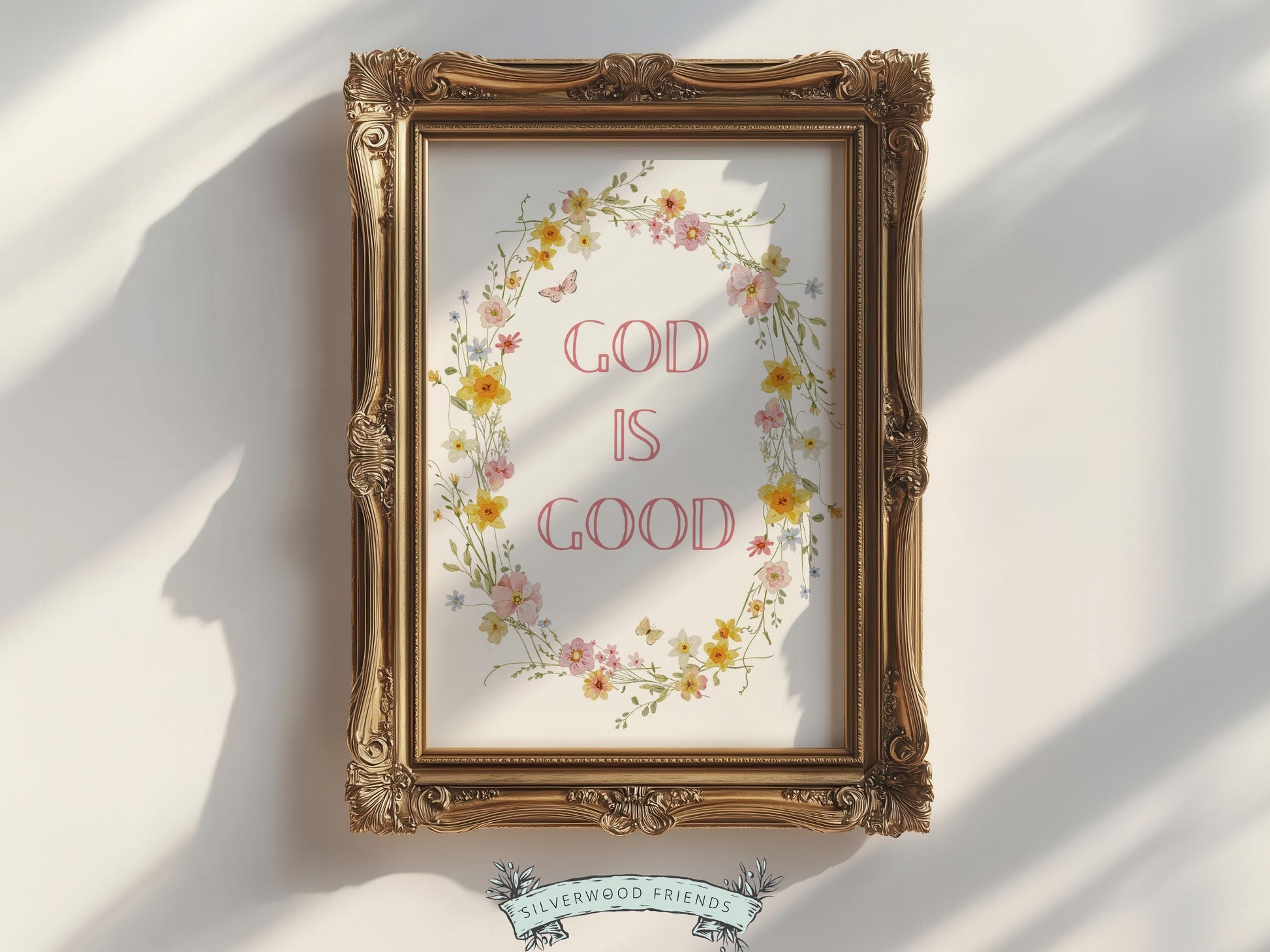 God Is Good Print, Christian Wildflower Nursery Wall Art, Christian Faith Home Decor, Floral Farmhouse Scripture Decor (Digital Download)