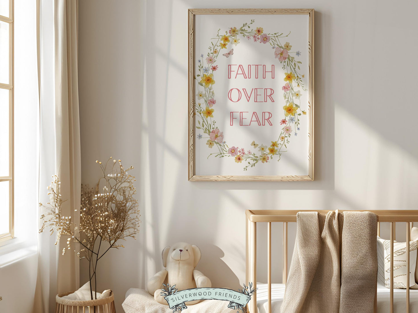 Child of God Floral Nursery Print, Baby Girl Christian Wildflower Nursery Wall Art, Christian Faith Scripture Wall Decor (Digital Download)