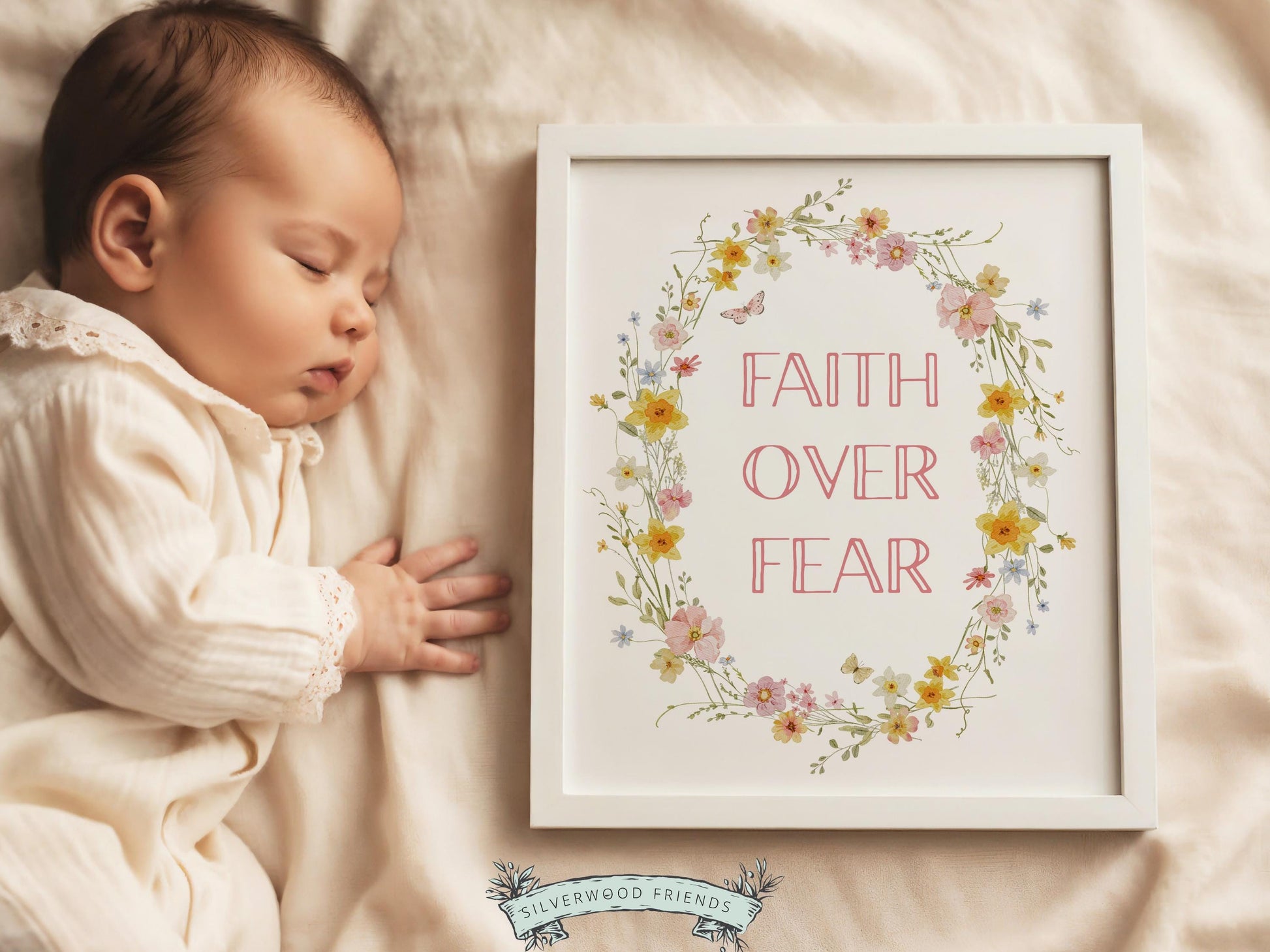 Child of God Floral Nursery Print, Baby Girl Christian Wildflower Nursery Wall Art, Christian Faith Scripture Wall Decor (Digital Download)