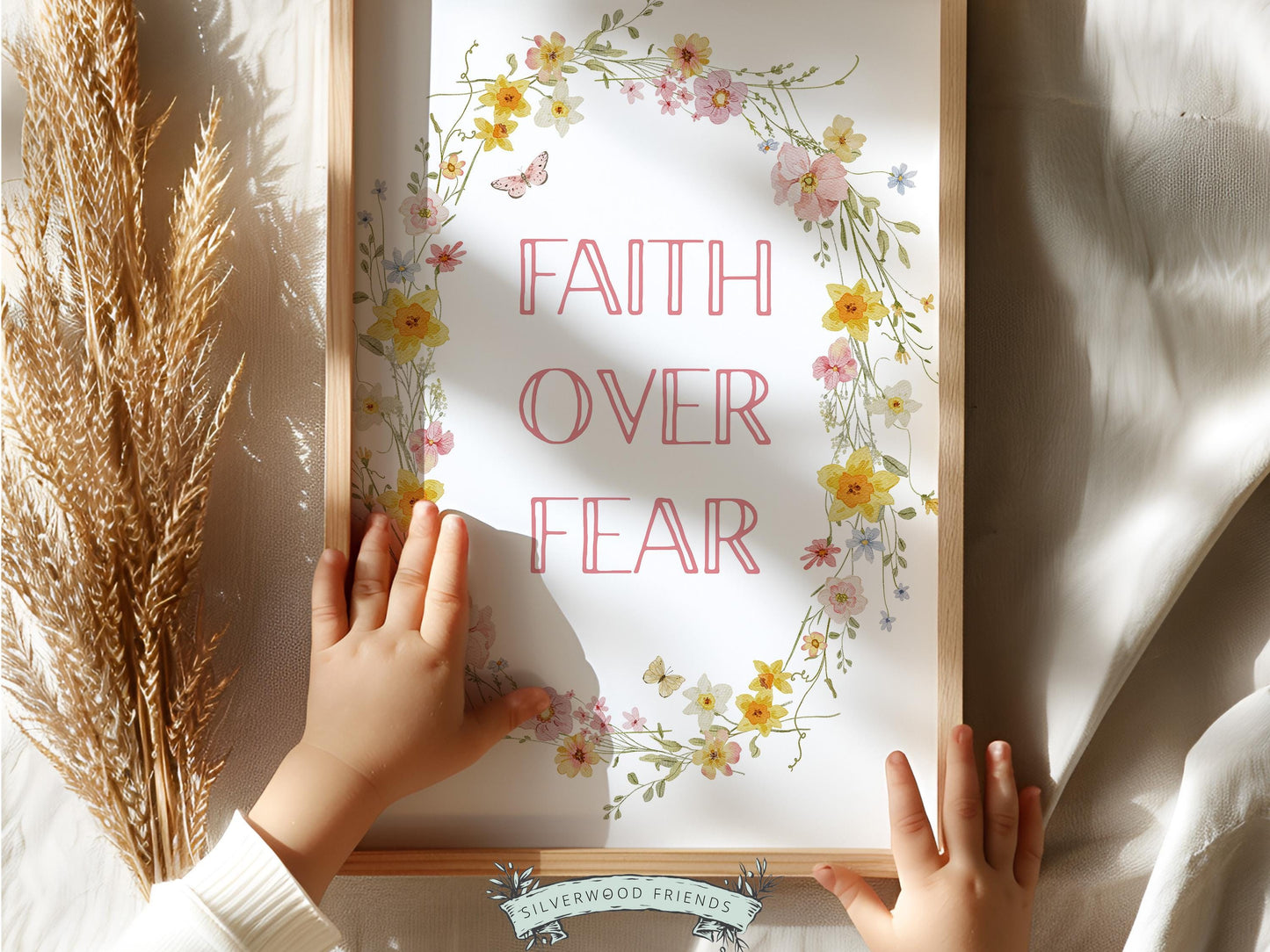 Child of God Floral Nursery Print, Baby Girl Christian Wildflower Nursery Wall Art, Christian Faith Scripture Wall Decor (Digital Download)
