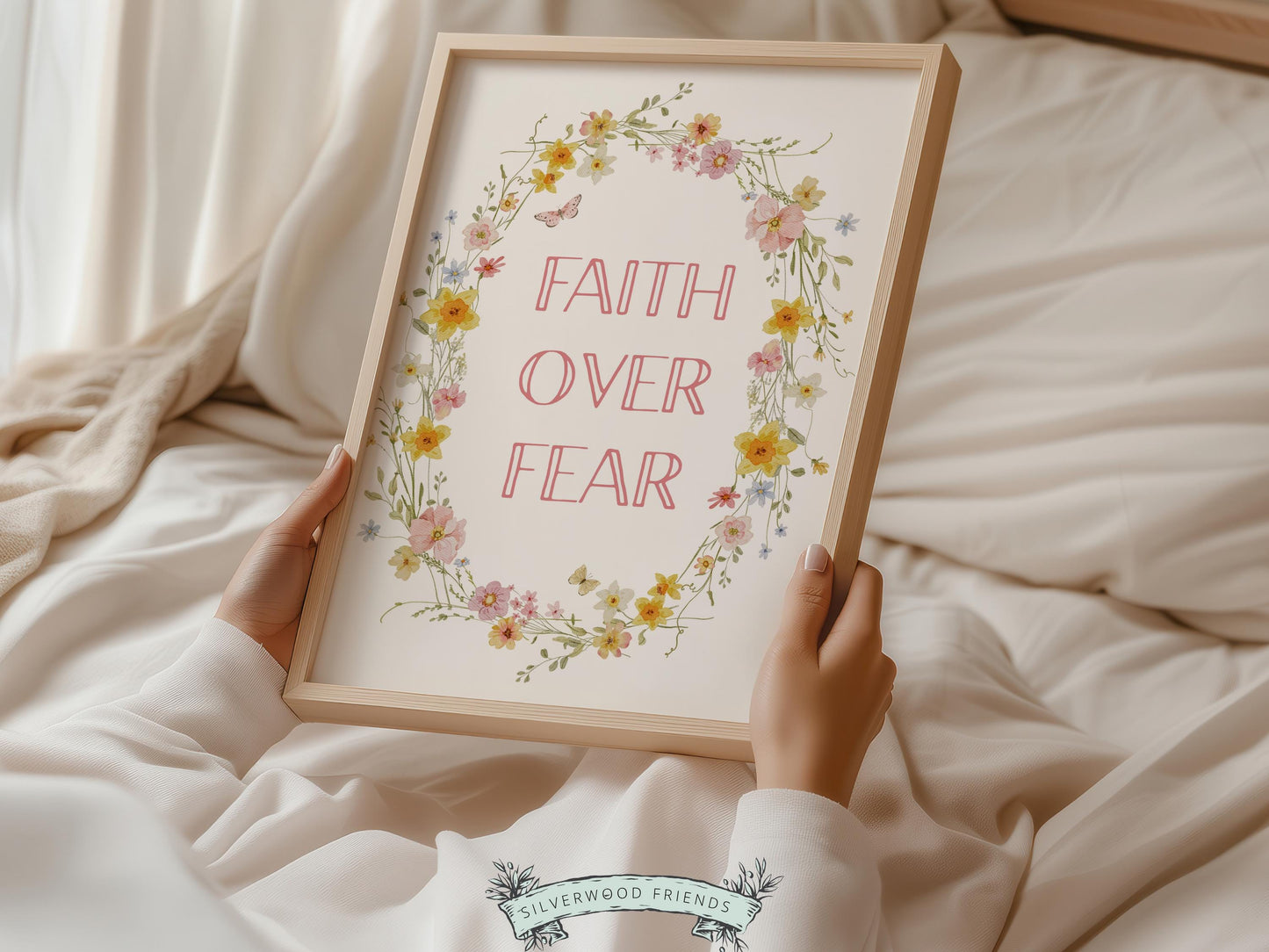 Child of God Floral Nursery Print, Baby Girl Christian Wildflower Nursery Wall Art, Christian Faith Scripture Wall Decor (Digital Download)