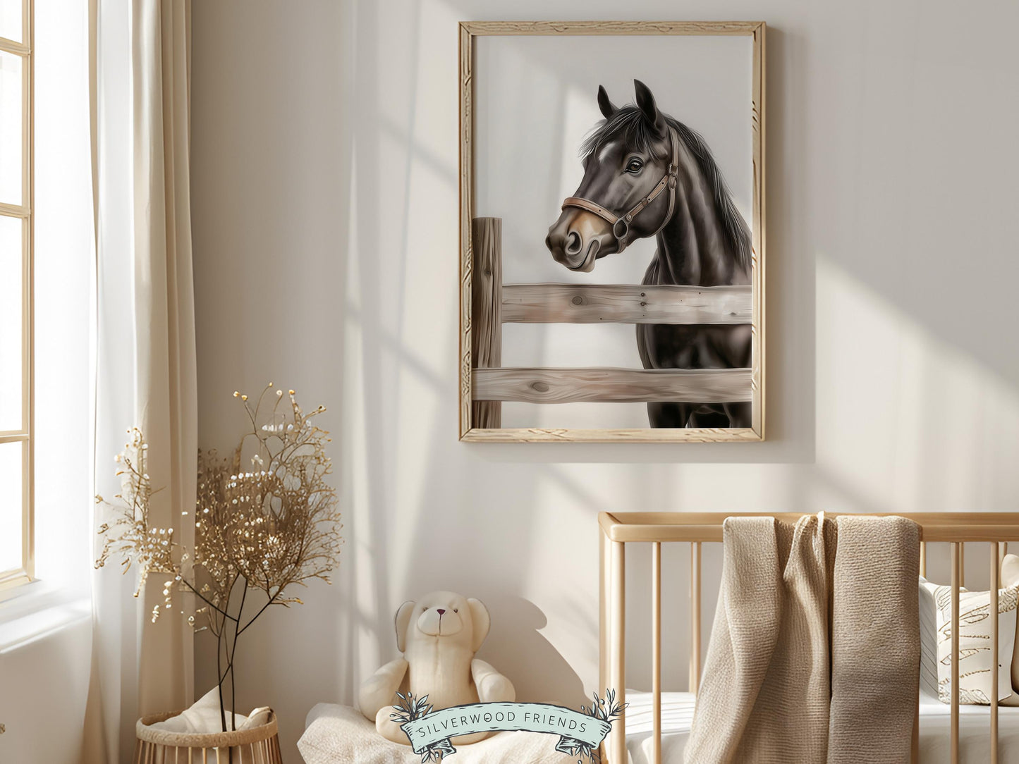Black Horse Print, Cowboy Nursery Decor, Cowgirl Western Horse Nursery Decor, Mustang Print, Equestrian Horse Nursery Wall Art Digital Print