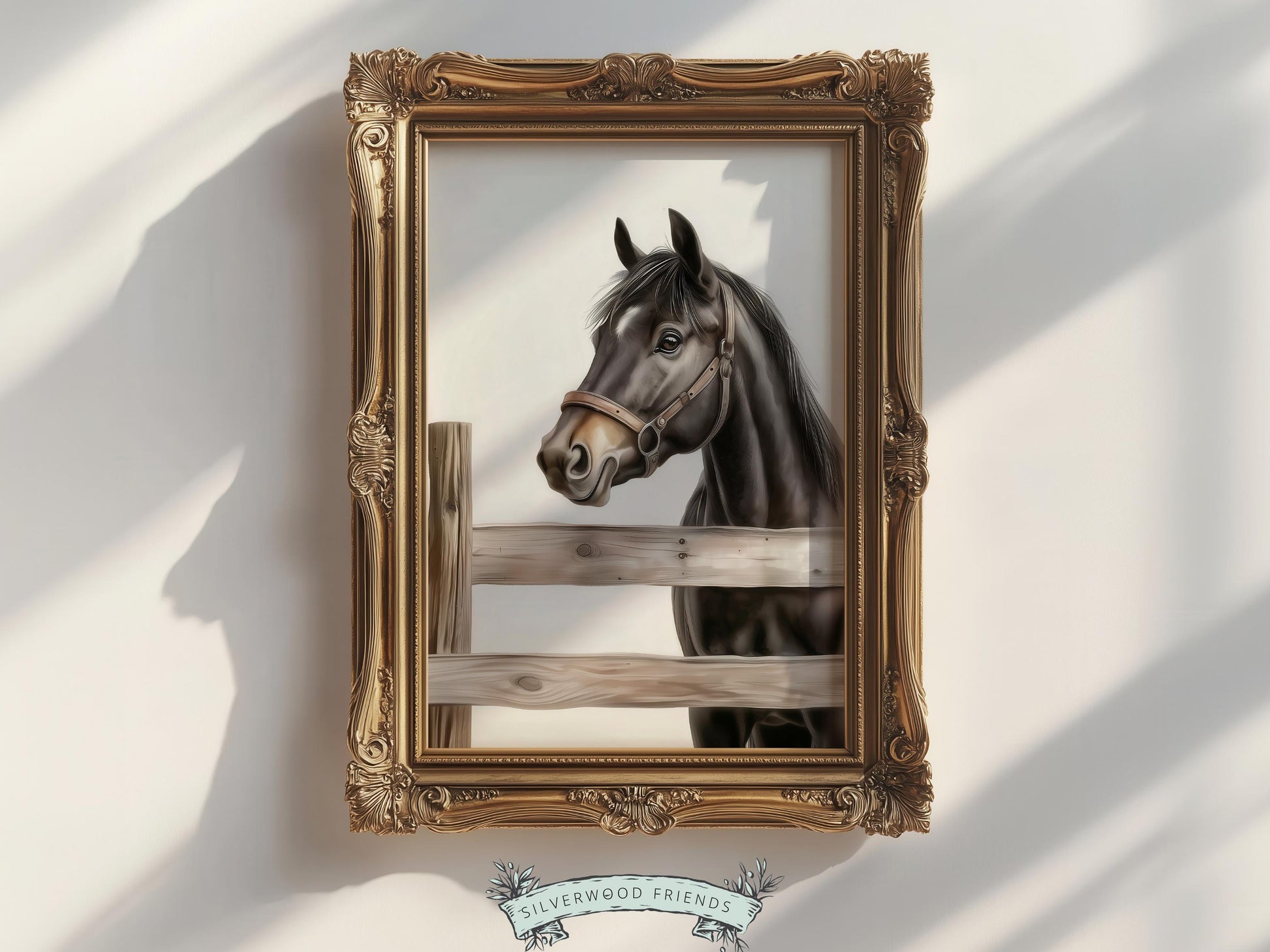 Black Horse Print, Cowboy Nursery Decor, Cowgirl Western Horse Nursery Decor, Mustang Print, Equestrian Horse Nursery Wall Art Digital Print