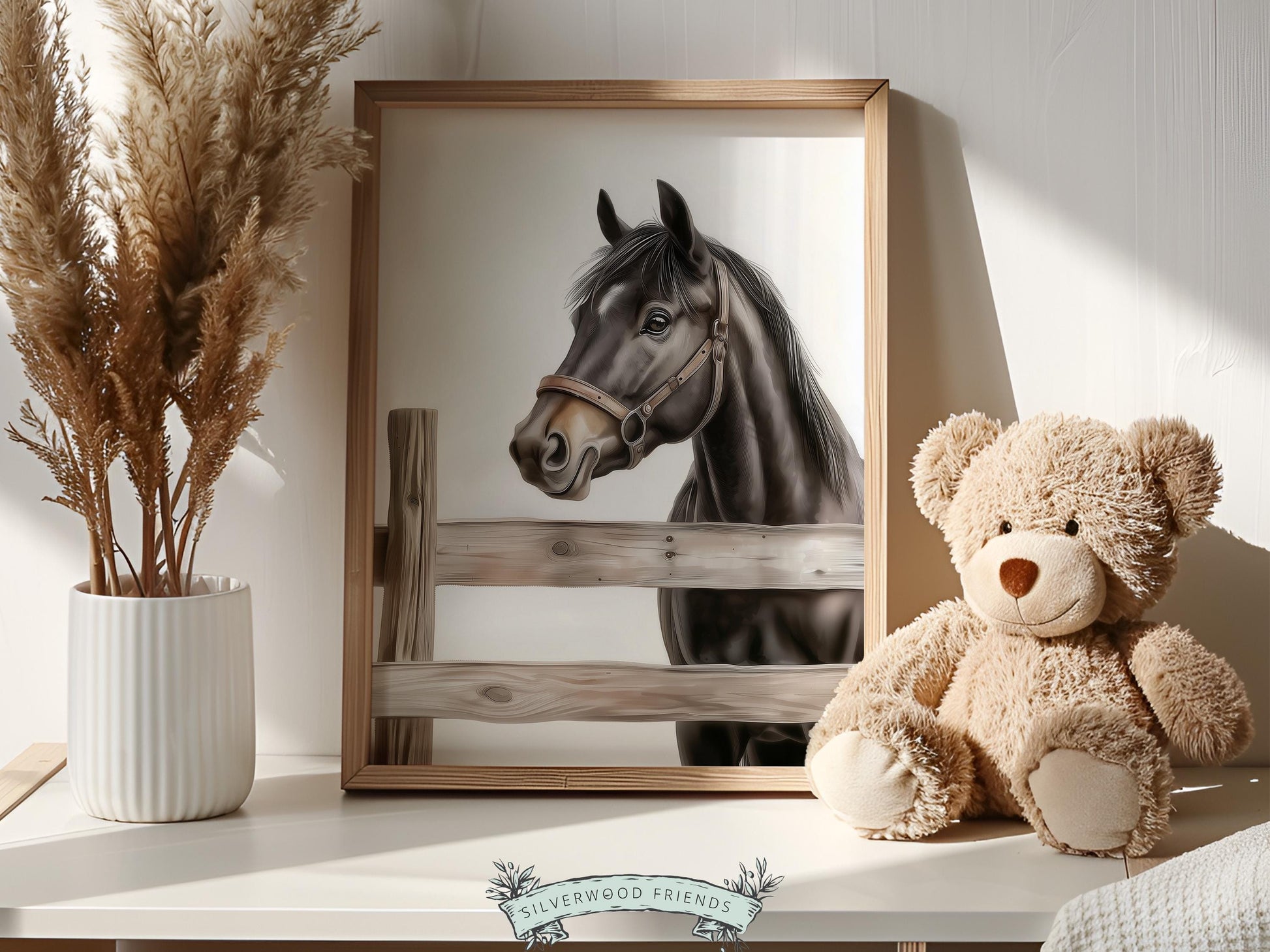 Black Horse Print, Cowboy Nursery Decor, Cowgirl Western Horse Nursery Decor, Mustang Print, Equestrian Horse Nursery Wall Art Digital Print