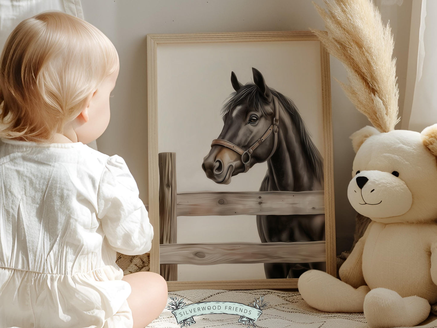 Black Horse Print, Cowboy Nursery Decor, Cowgirl Western Horse Nursery Decor, Mustang Print, Equestrian Horse Nursery Wall Art Digital Print