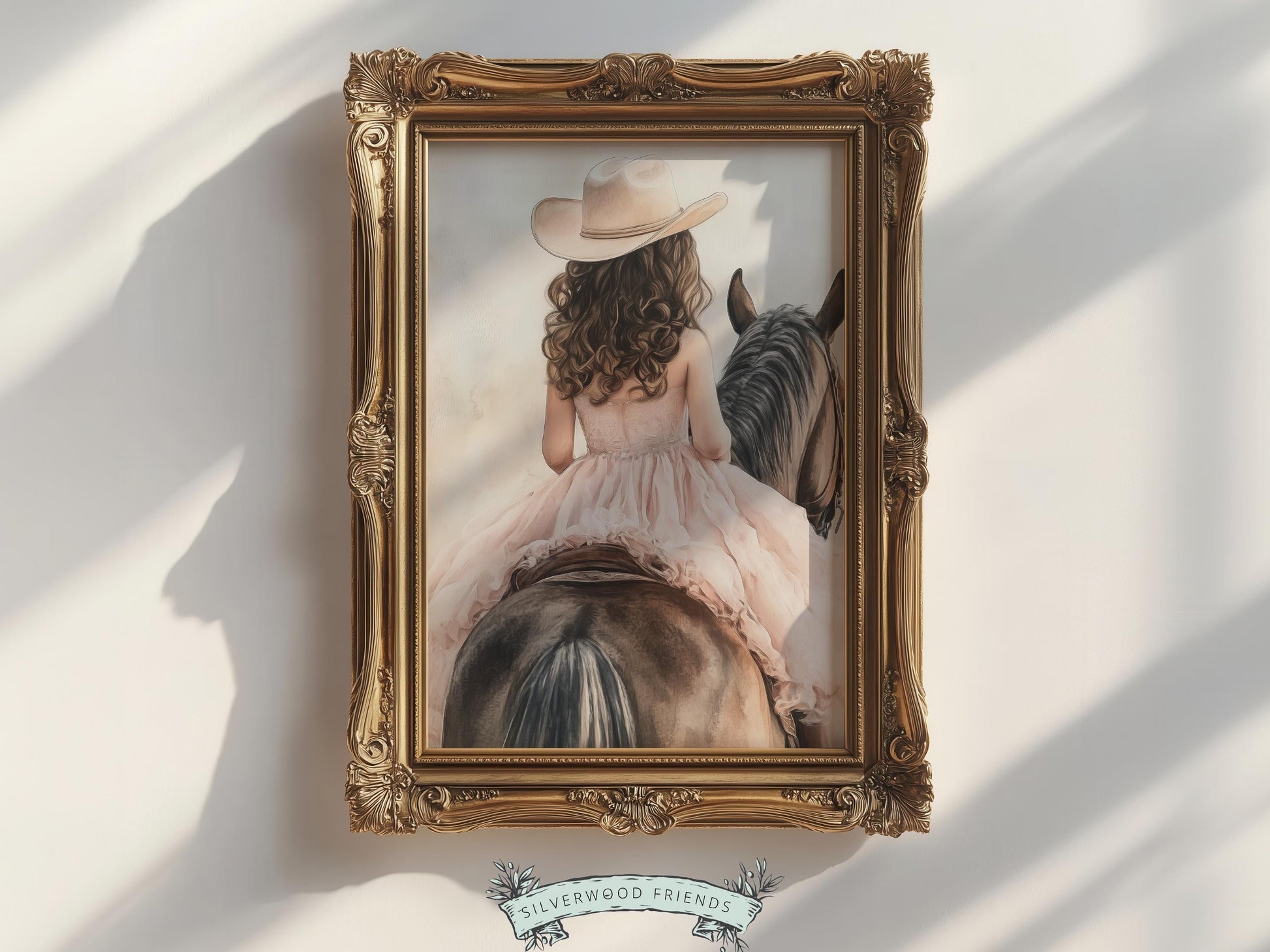 Cowgirl Nursery Print, Cowgirl Nursery Decor, Baby Girl Western Nursery Decor, Girls Horse Riding Print, Brown Horse Nursery Digital Print