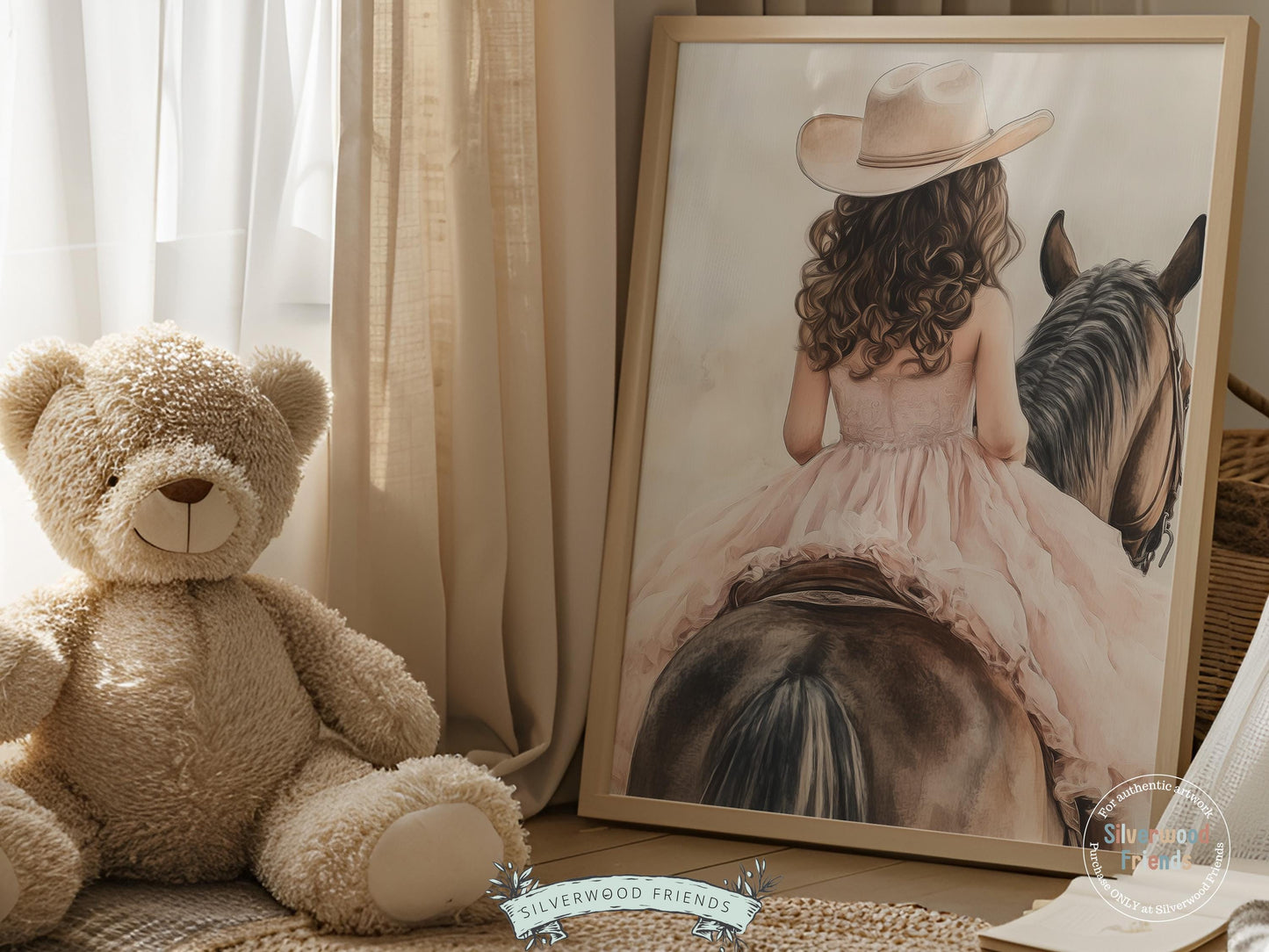 Cowgirl Nursery Print, Cowgirl Nursery Decor, Baby Girl Western Nursery Decor, Girls Horse Riding Print, Brown Horse Nursery Digital Print