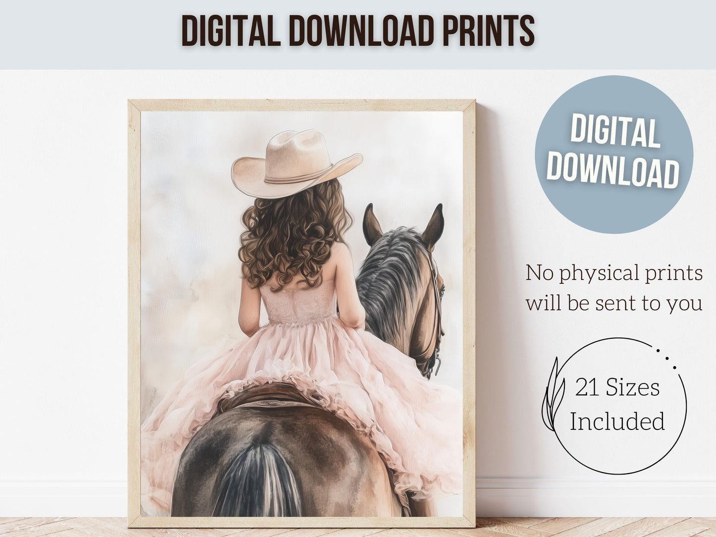 Cowgirl Nursery Print, Cowgirl Nursery Decor, Baby Girl Western Nursery Decor, Girls Horse Riding Print, Brown Horse Nursery Digital Print