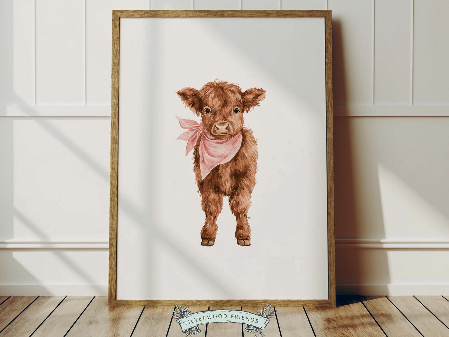 Pink Highland Cow Nursery Prints, Baby Girl Highland Cow Nursery Decor, Highland Cow Baby Shower Gift,Baby Farm Animal Nursery Digital Print
