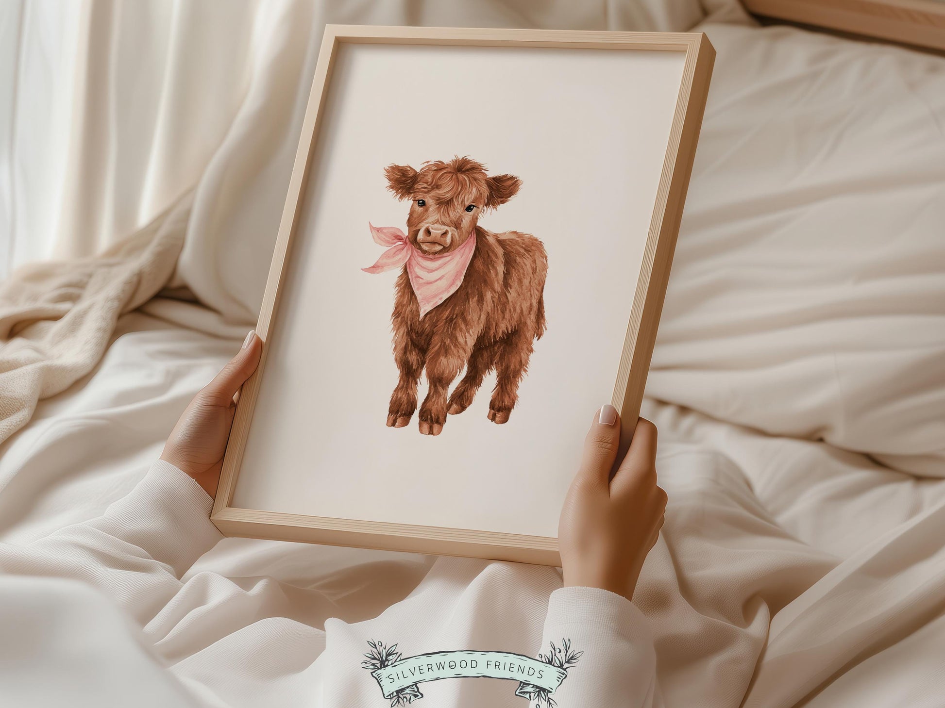 Pink Highland Cow Nursery Prints, Baby Girl Highland Cow Nursery Decor, Cow Baby Shower Gift, Baby Farm Animal Nursery (DIGITAL DOWNLOAD)