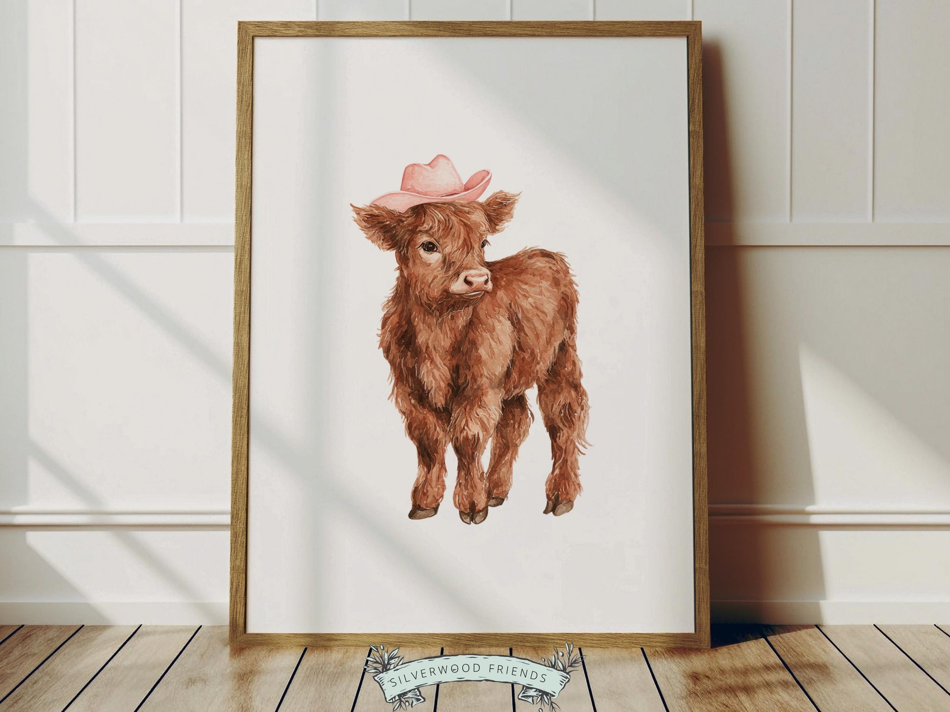 Pink Highland Cow Nursery Prints, Baby Girl Highland Cow Western Nursery Decor, Baby Farm Animal Country Nursery Prints (DIGITAL DOWNLOAD)
