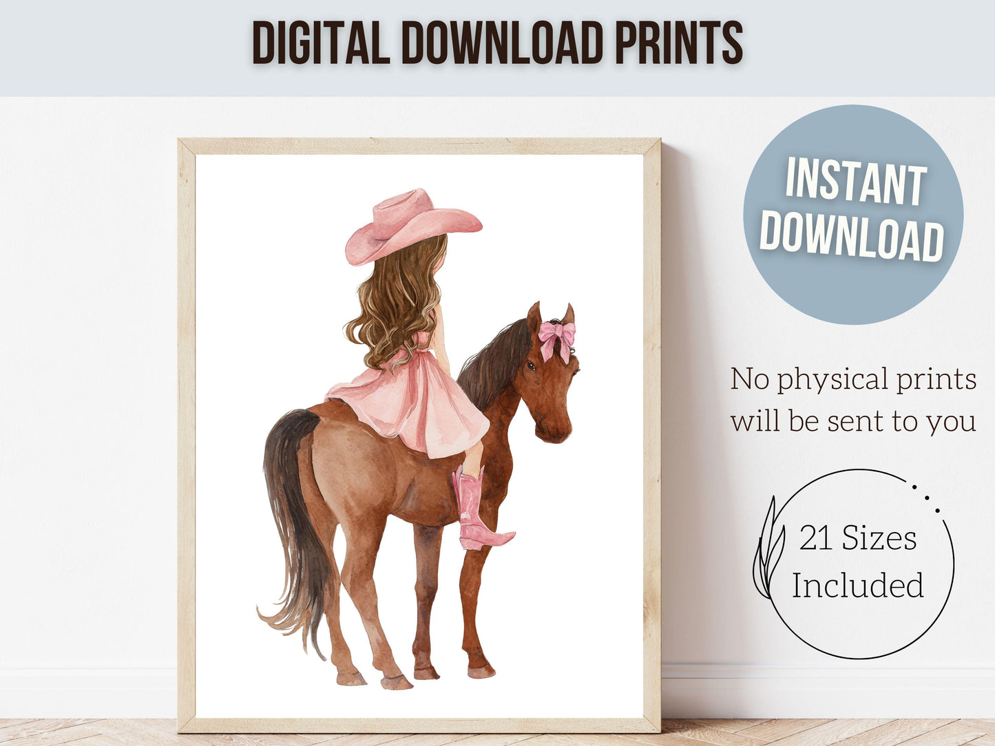 Cowgirl Nursery Prints, Cowgirl Nursery Decor, Baby Girl Western Nursery Decor, Girls Equestrian Horse Riding Nursery Wall Art Digital Print