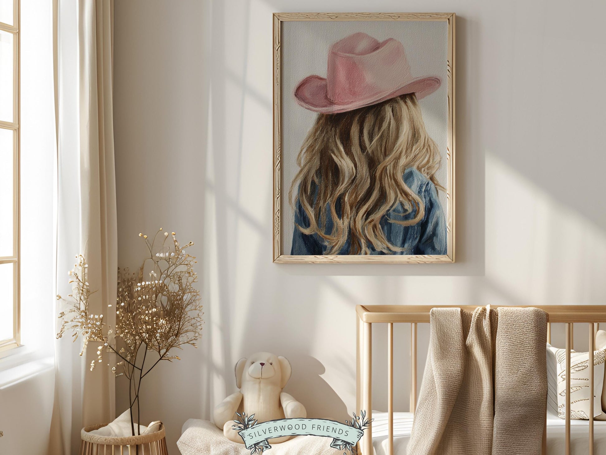 Blonde Cowgirl Nursery Print, Baby Girl Cowgirl Western Nursery Decor, Pink Cowgirl Hat Poster, Horse Nursery Wall Art (DIGITAL DOWNLOAD)
