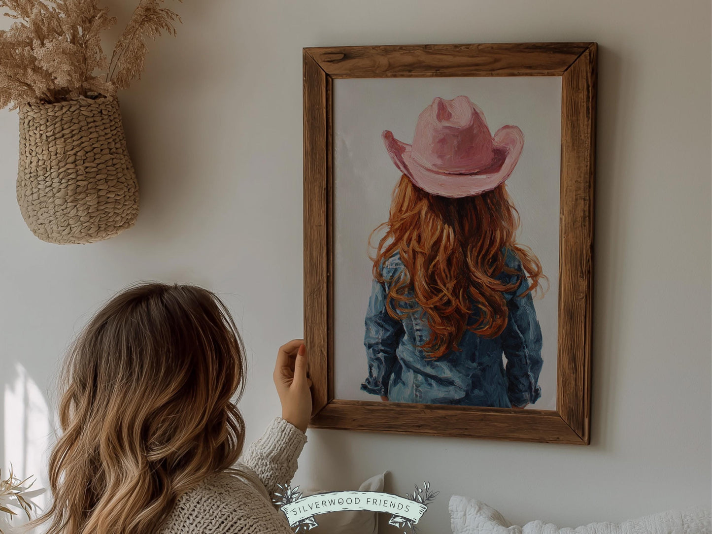 Red Hair Cowgirl Nursery Print, Baby Girl Cowgirl Western Nursery Decor, Pink Cowgirl Hat Poster, Horse Nursery Wall Art (DIGITAL DOWNLOAD)