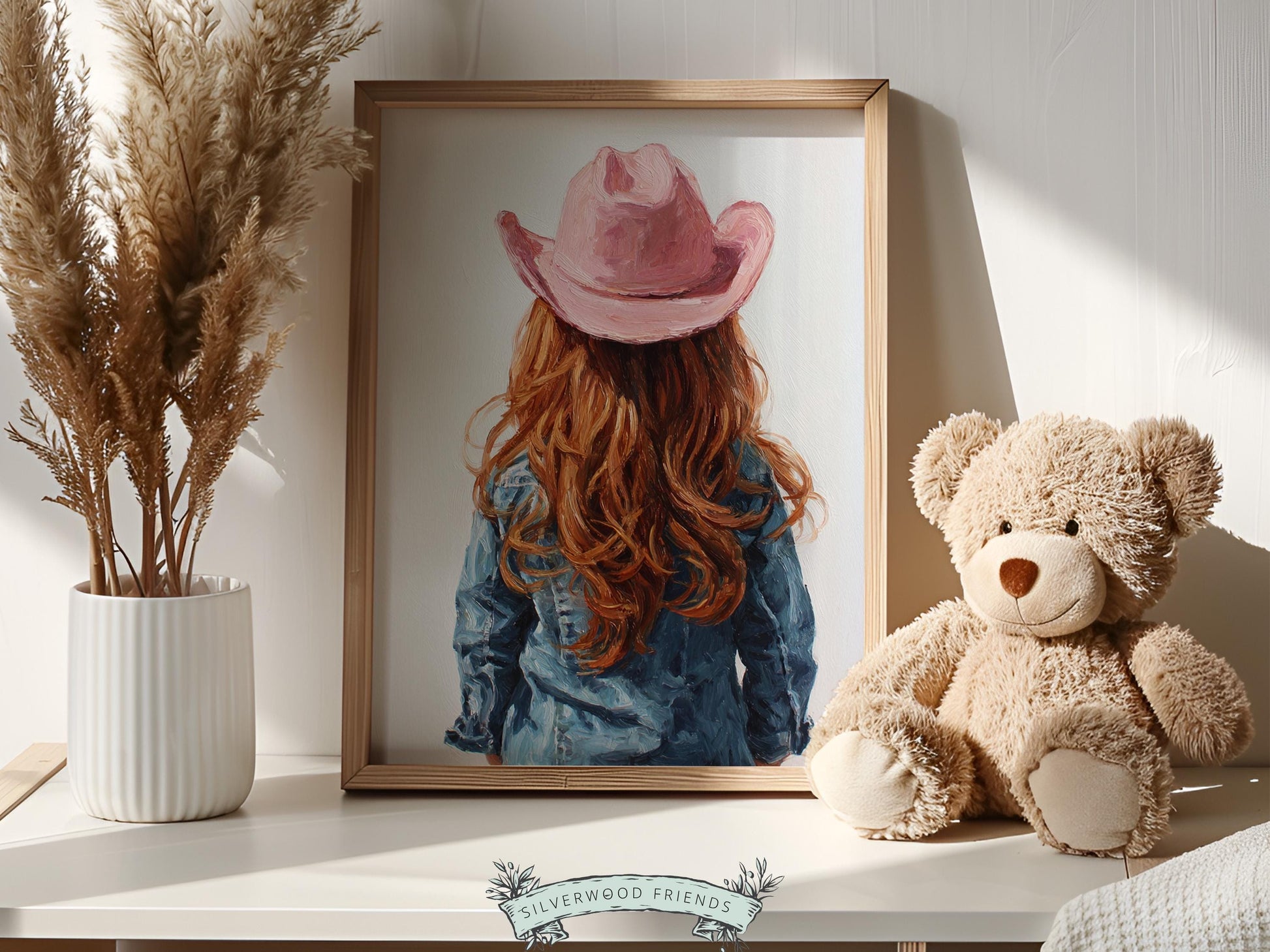 Red Hair Cowgirl Nursery Print, Baby Girl Cowgirl Western Nursery Decor, Pink Cowgirl Hat Poster, Horse Nursery Wall Art (DIGITAL DOWNLOAD)