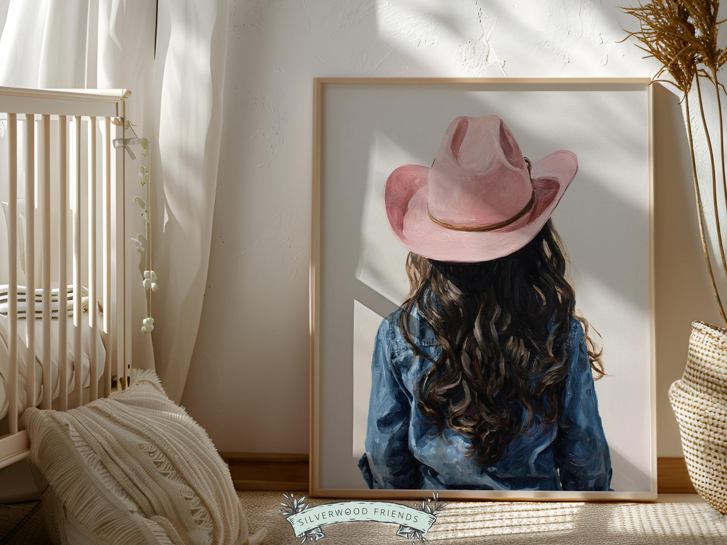 Pink Cowgirl Hat Print, Baby Girl Cowgirl Western Nursery Decor, Kids Country Farmhouse Room Decor, Farm Nursery Wall Art (DIGITAL DOWNLOAD)
