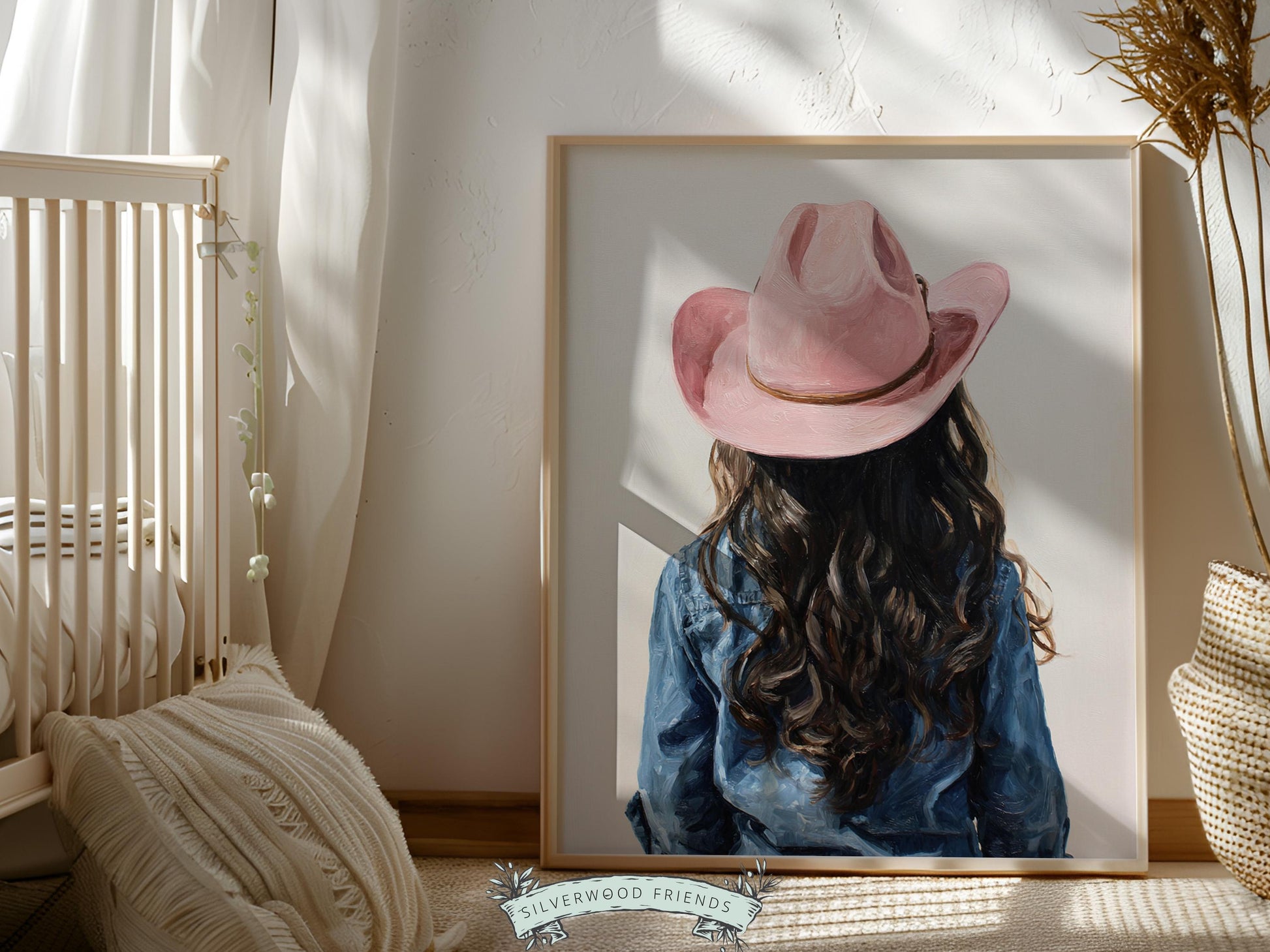 Pink Cowgirl Hat Print, Baby Girl Cowgirl Western Nursery Decor, Kids Country Farmhouse Room Decor, Farm Nursery Wall Art (DIGITAL DOWNLOAD)