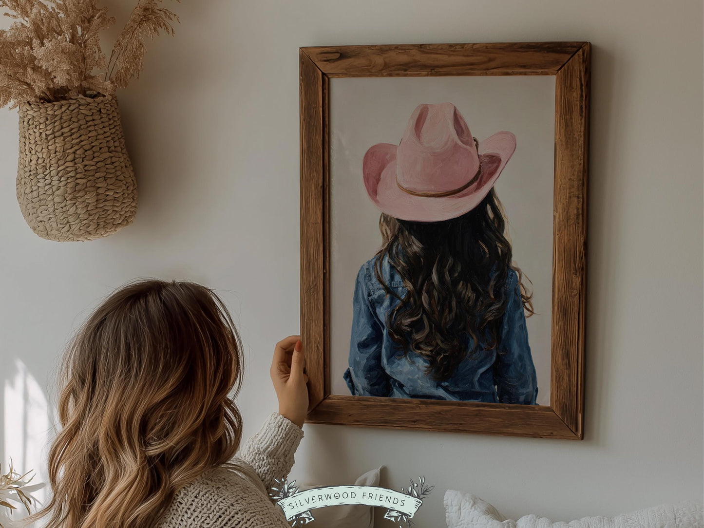 Pink Cowgirl Hat Print, Baby Girl Cowgirl Western Nursery Decor, Kids Country Farmhouse Room Decor, Farm Nursery Wall Art (DIGITAL DOWNLOAD)