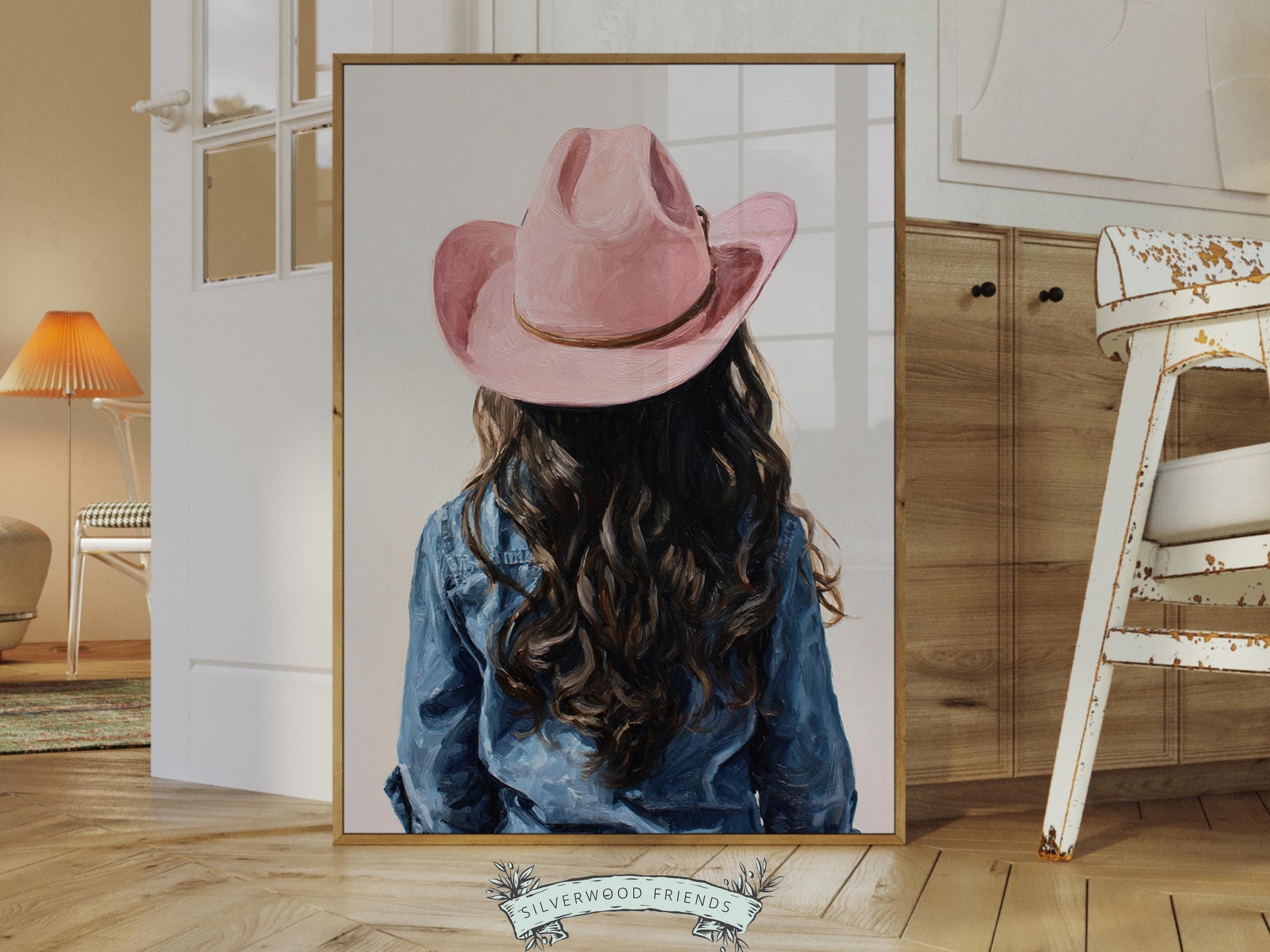 Pink Cowgirl Hat Print, Baby Girl Cowgirl Western Nursery Decor, Kids Country Farmhouse Room Decor, Farm Nursery Wall Art (DIGITAL DOWNLOAD)