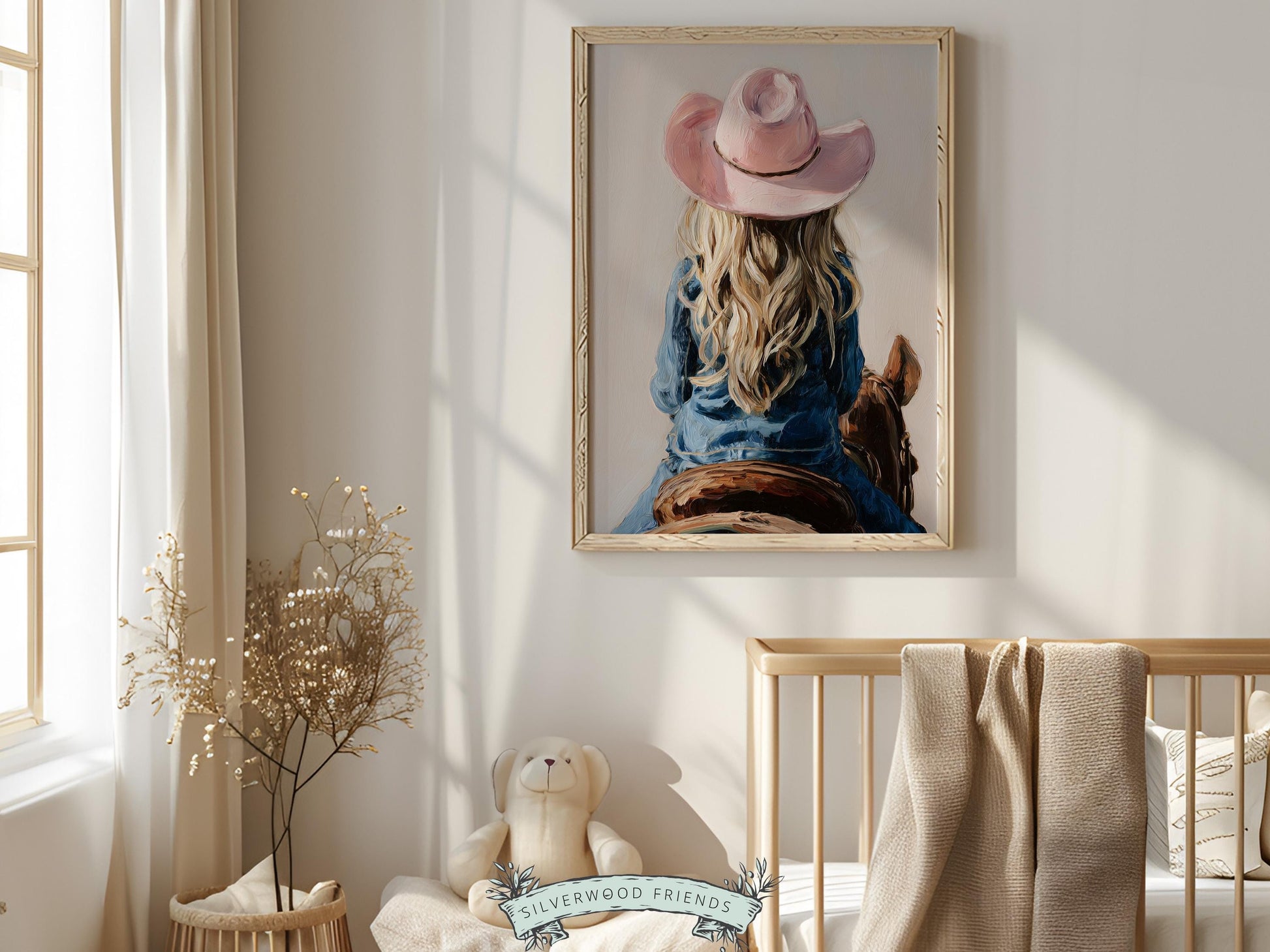 Cowgirl Nursery Print, Baby Girl Cowgirl Western Nursery Wall Decor Print, Girls Horse Riding Print Horse Nursery Picture (DIGITAL DOWNLOAD)