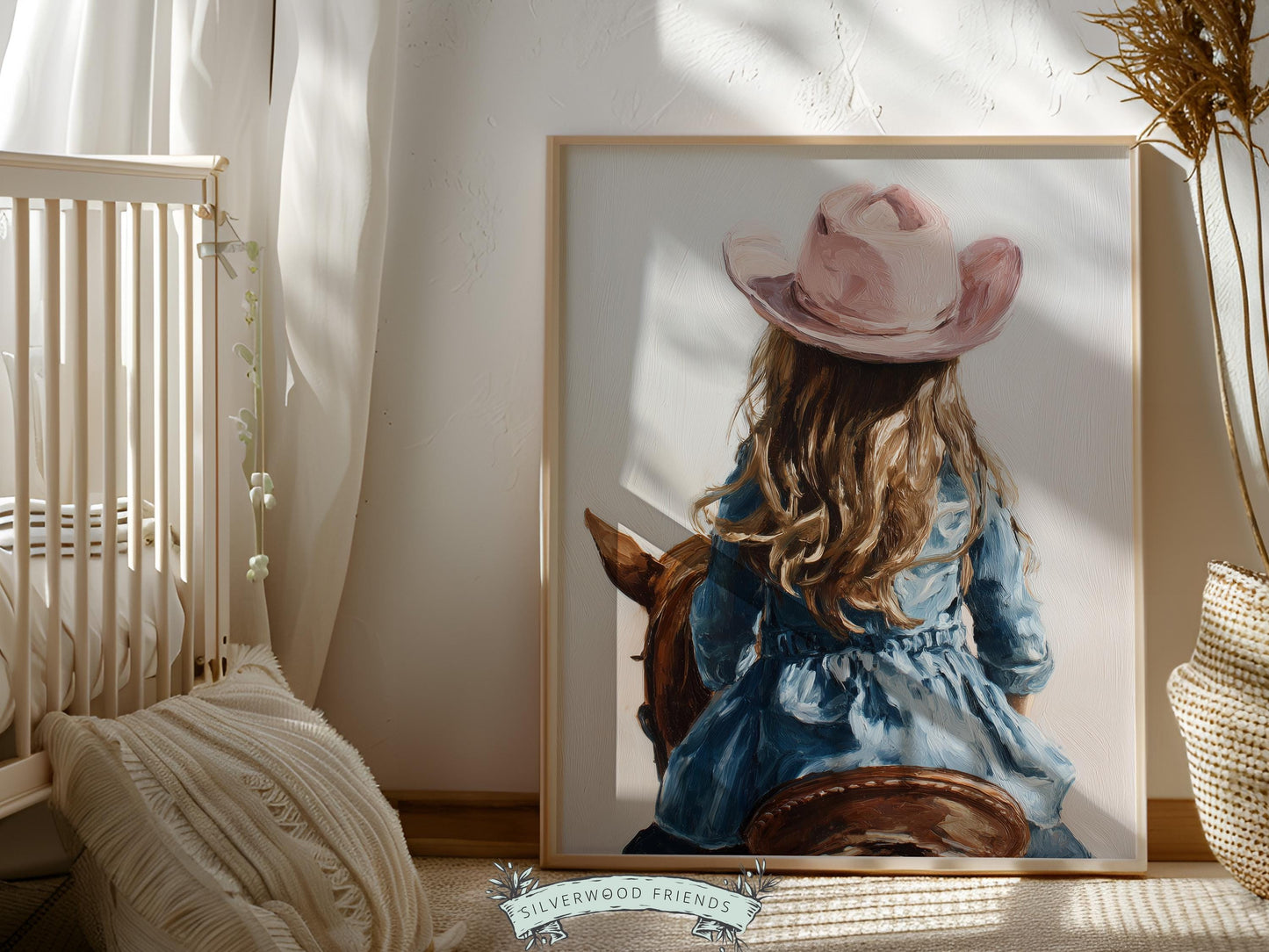 Cowgirl Nursery Print, Baby Girl Cowgirl Western Nursery Decor, Girls Horse Riding Print, Farm Animal Nursery Wall Art (DIGITAL DOWNLOAD)