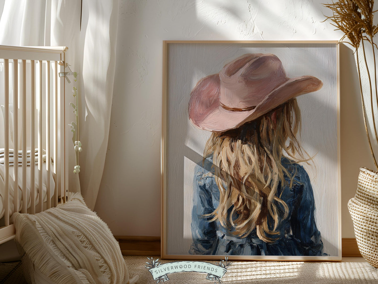 Blonde Cowgirl Nursery Print, Baby Girl Cowgirl Western Nursery Decor, Pink Cowgirl Hat Poster, Horse Nursery Wall Art (DIGITAL DOWNLOAD)
