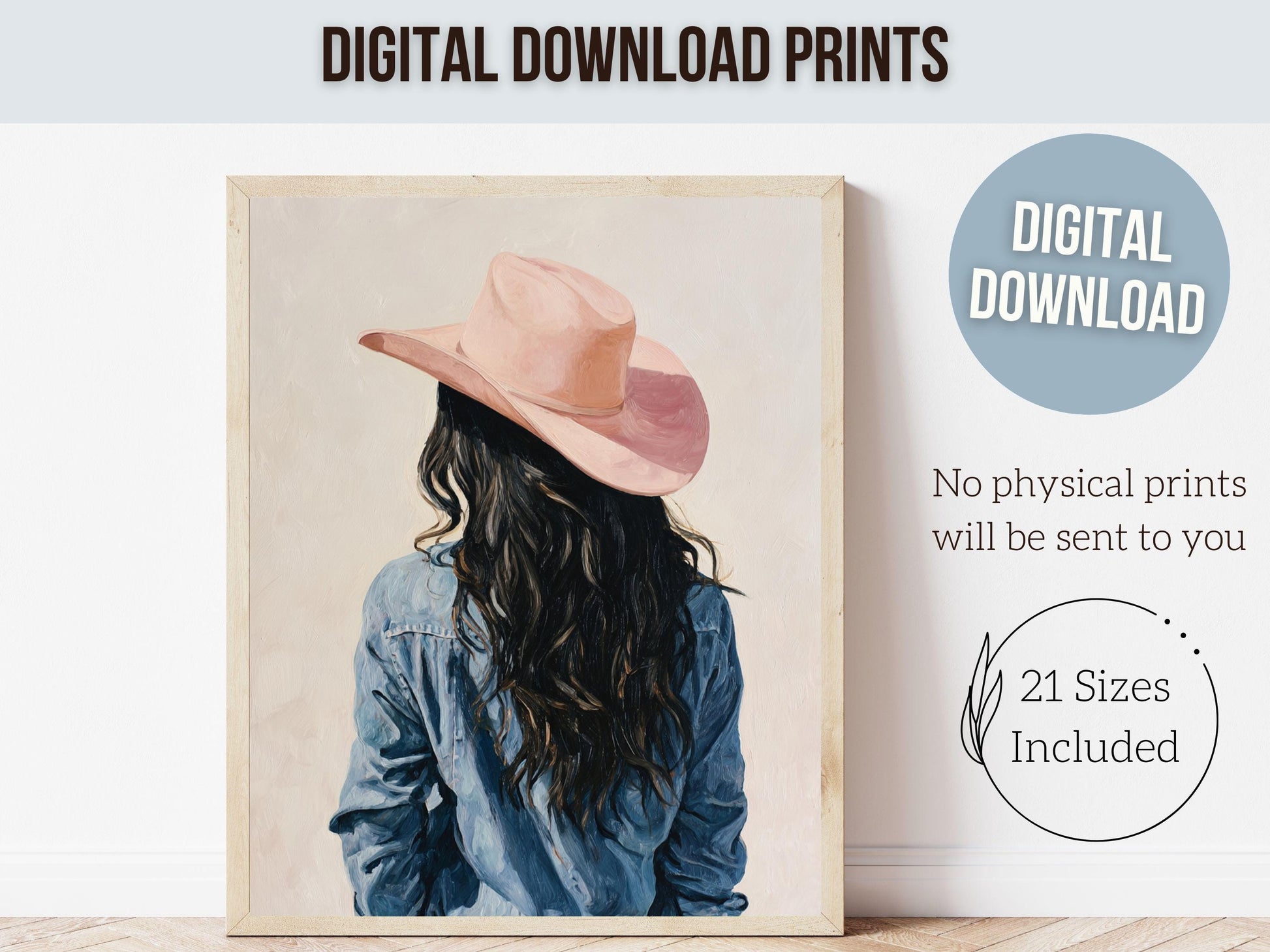 Trendy Cowgirl Hat Print, Preppy Cowgirl Western Wall Decor, Rustic Country Farmhouse Wall Decor, Pink Cowboy Hat Print (DIGITAL DOWNLOAD)