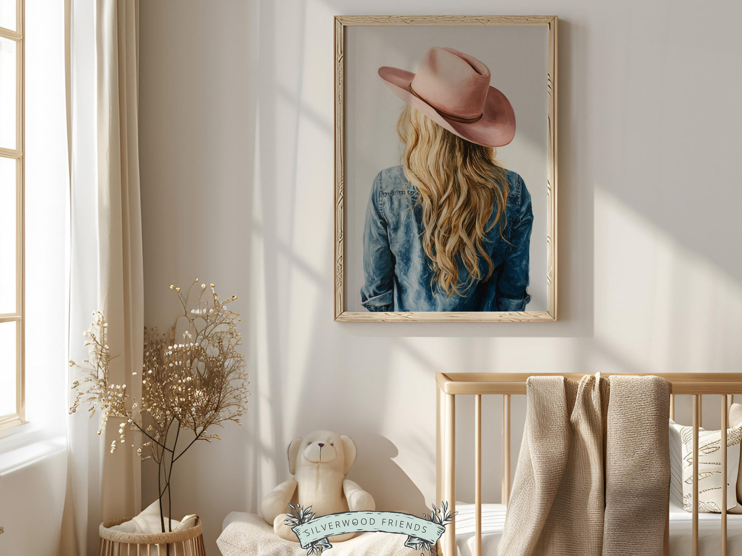 Trendy Cowgirl Print, Western Nursery Decor, Pink Cowboy Hat Print, Blonde Cowgirl Nursery Wall Art, Trendy Western Poster(DIGITAL DOWNLOAD)