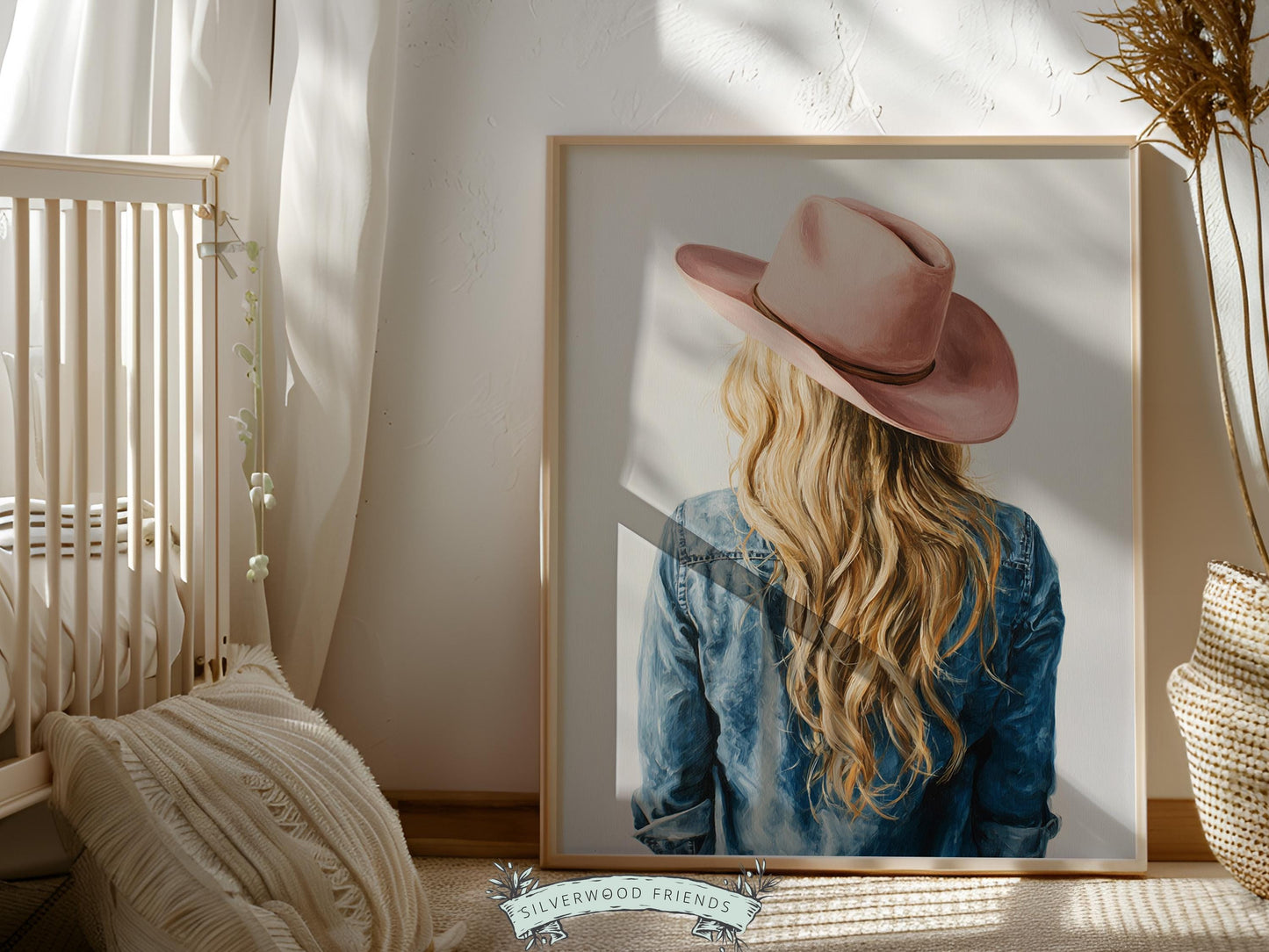 Trendy Cowgirl Print, Western Nursery Decor, Pink Cowboy Hat Print, Blonde Cowgirl Nursery Wall Art, Trendy Western Poster(DIGITAL DOWNLOAD)