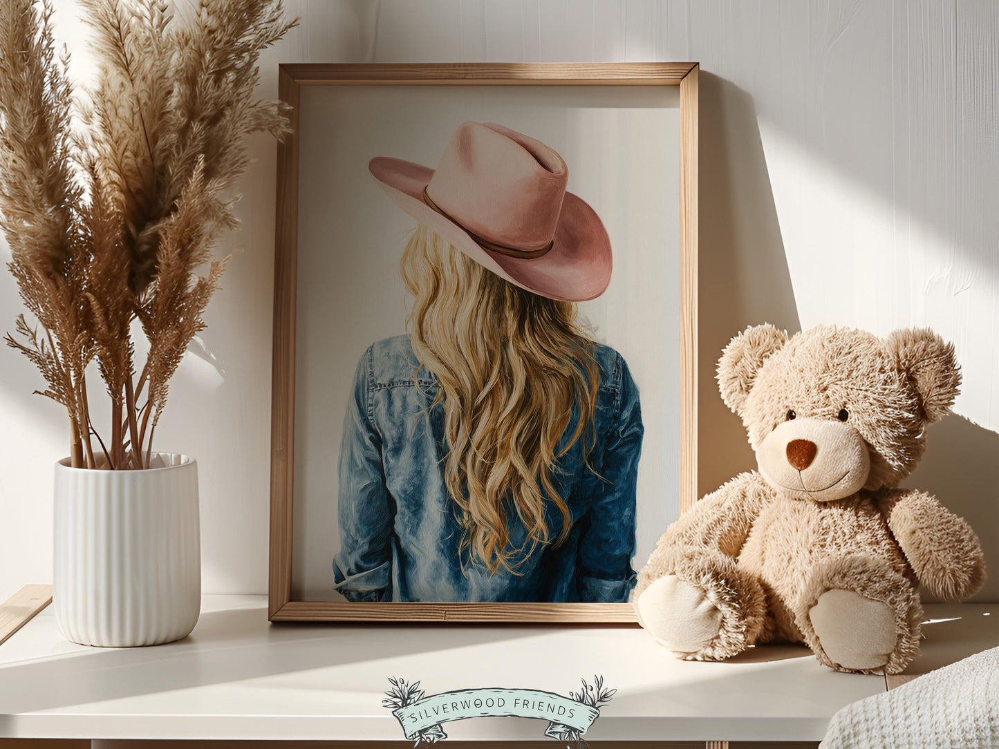 Trendy Cowgirl Print, Western Nursery Decor, Pink Cowboy Hat Print, Blonde Cowgirl Nursery Wall Art, Trendy Western Poster(DIGITAL DOWNLOAD)