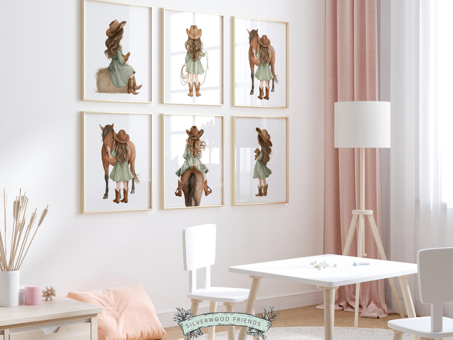 Cowgirl Nursery Prints, Cowgirl Nursery Decor, Baby Girl Sage Green Western Nursery Decor, Girls Horse Riding Nursery Wall Art Digital Print