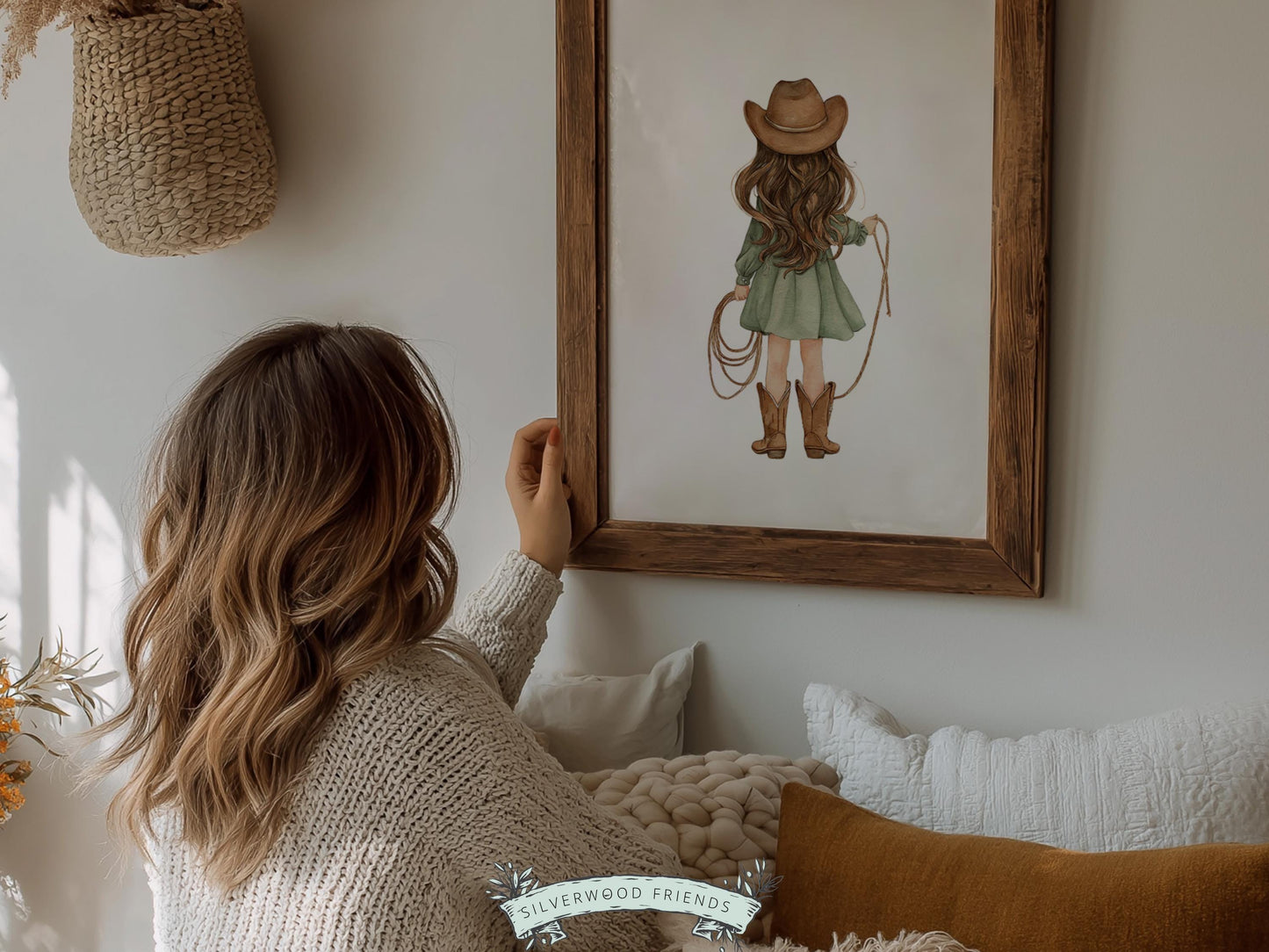 Cowgirl Nursery Prints, Cowgirl Nursery Decor, Baby Girl Sage Green Western Nursery Decor, Girls Horse Riding Nursery Wall Art Digital Print