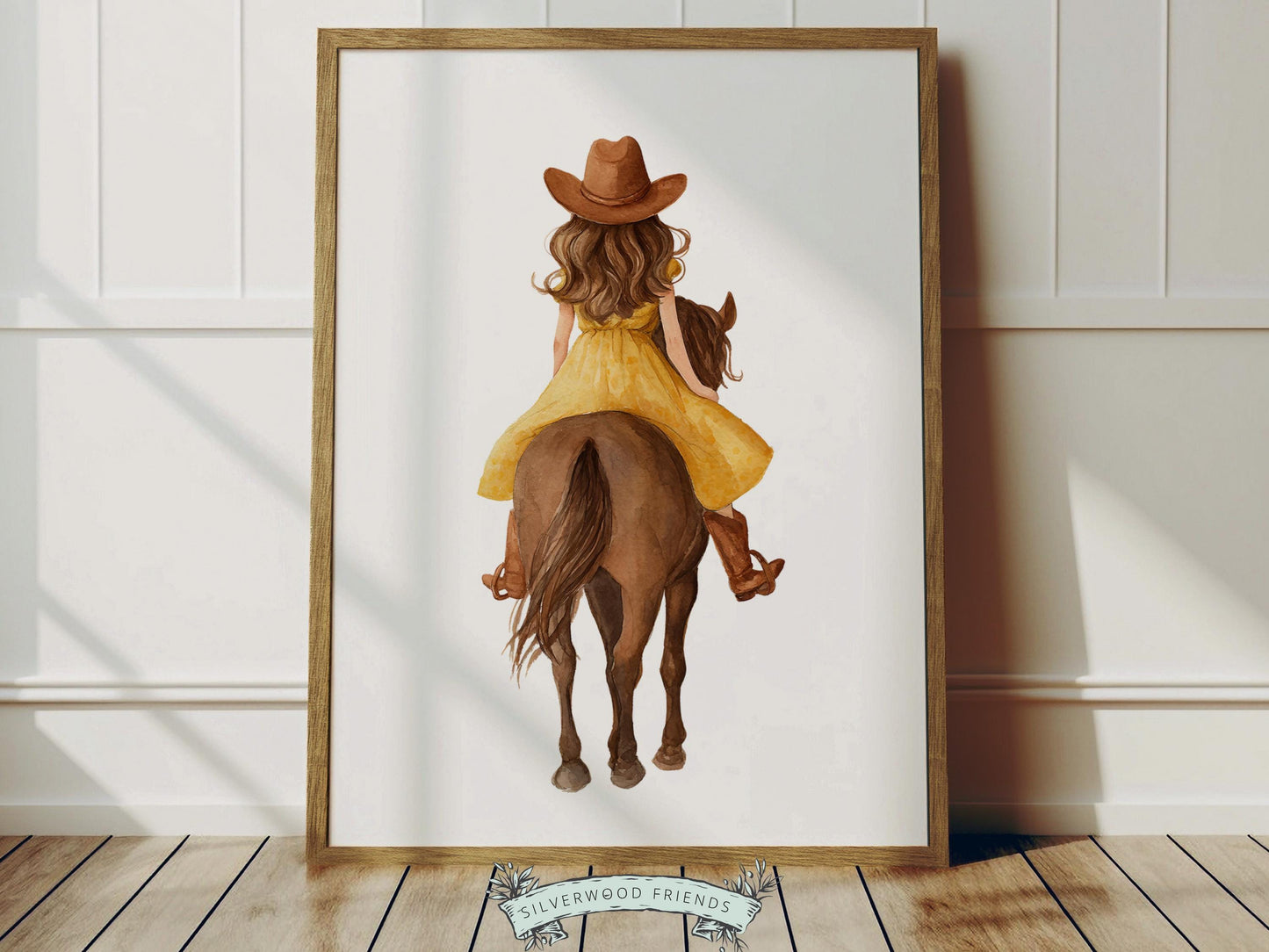 Cowgirl Nursery Prints, Farm Nursery Posters, Baby Girl Yellow Western Nursery Decor, Baby Farm Animal Nursery Wall Art Digital Print