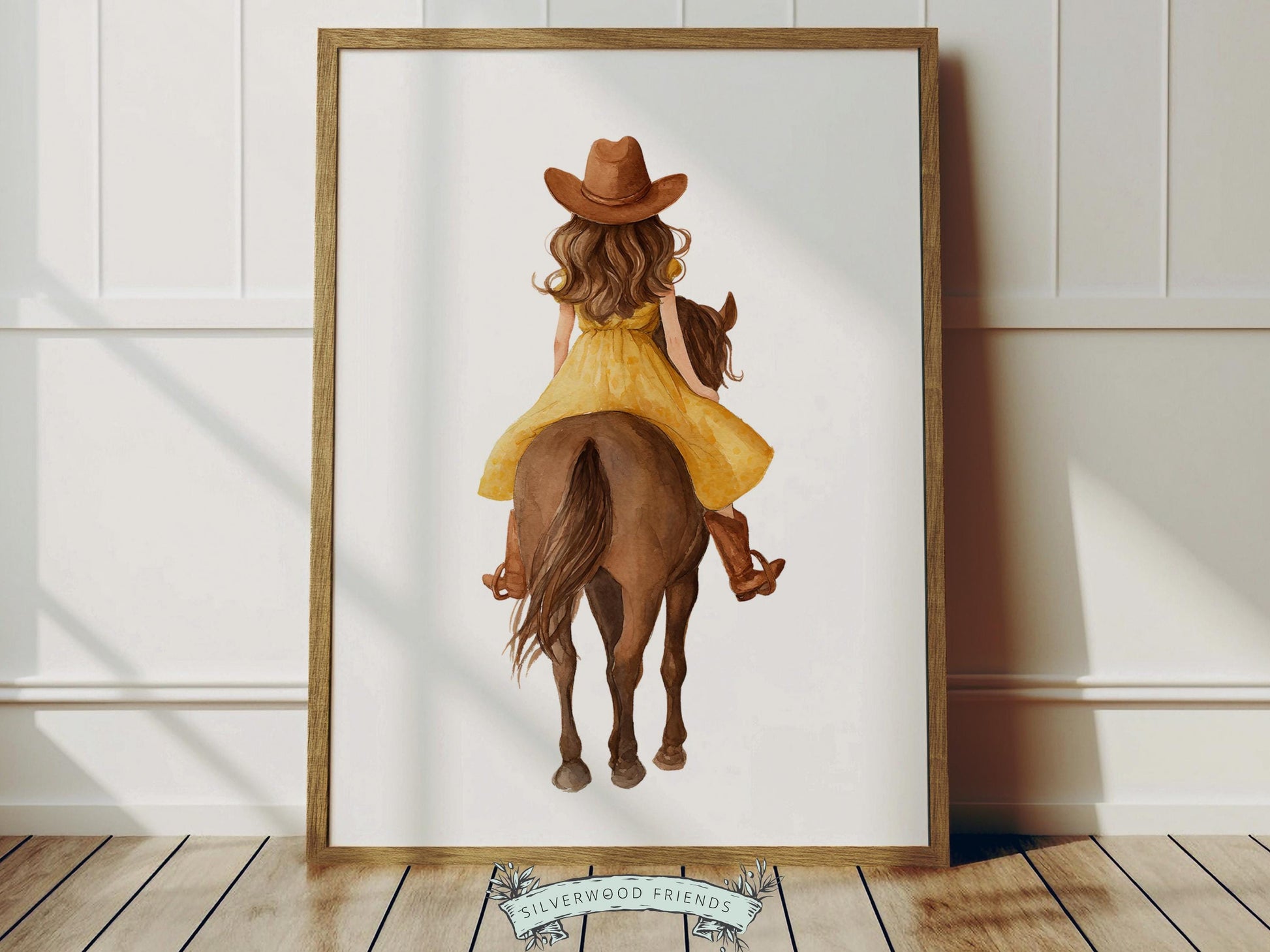 Cowgirl Nursery Prints, Farm Nursery Posters, Baby Girl Yellow Western Nursery Decor, Baby Farm Animal Nursery Wall Art Digital Print