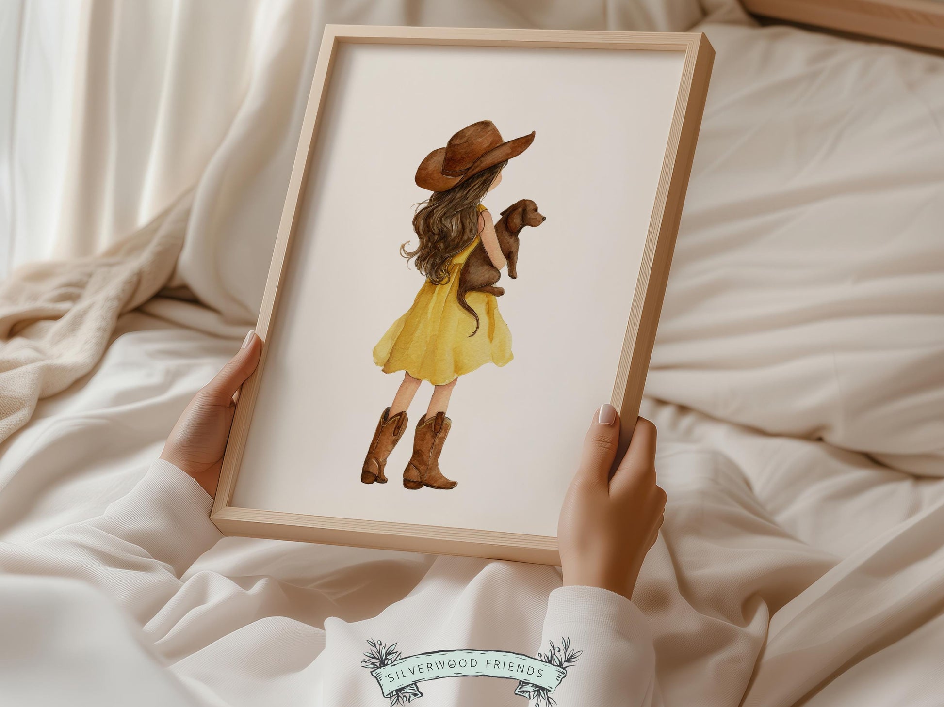 Cowgirl Nursery Prints, Farm Nursery Posters, Baby Girl Yellow Western Nursery Decor, Baby Farm Animal Nursery Wall Art Digital Print