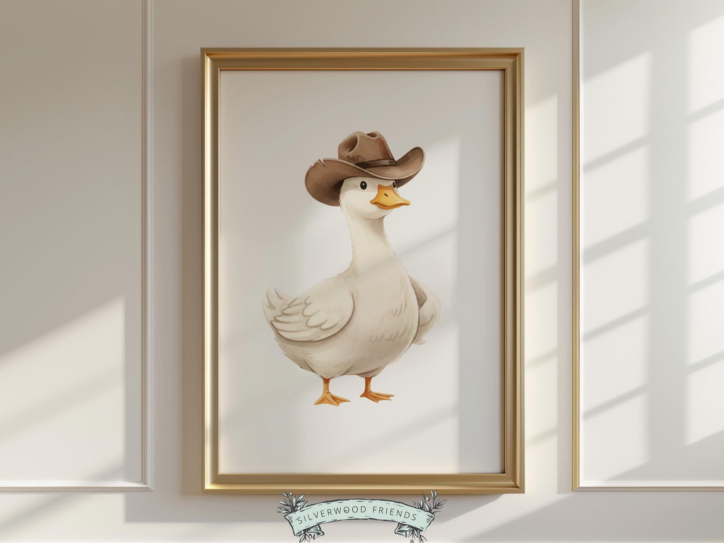Set of 3 Silly Goose Nursery Prints, Beige Duck Nursery Decor, Gender Neutral Western Nursery Wall Art, Digital Download