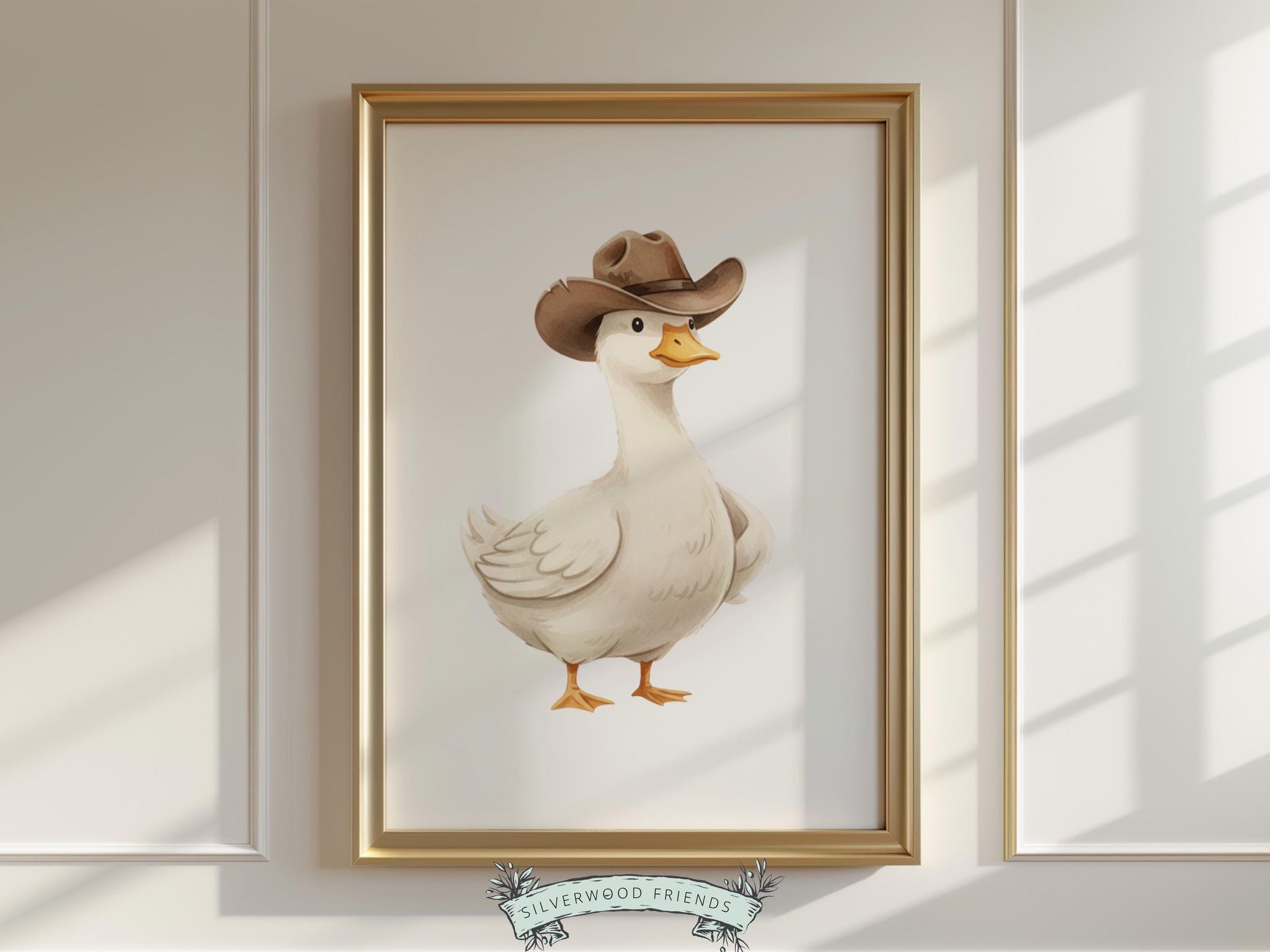 Set of 3 Silly Goose Nursery Prints, Beige Duck Nursery Decor, Gender Neutral Western Nursery Wall Art, Digital Download