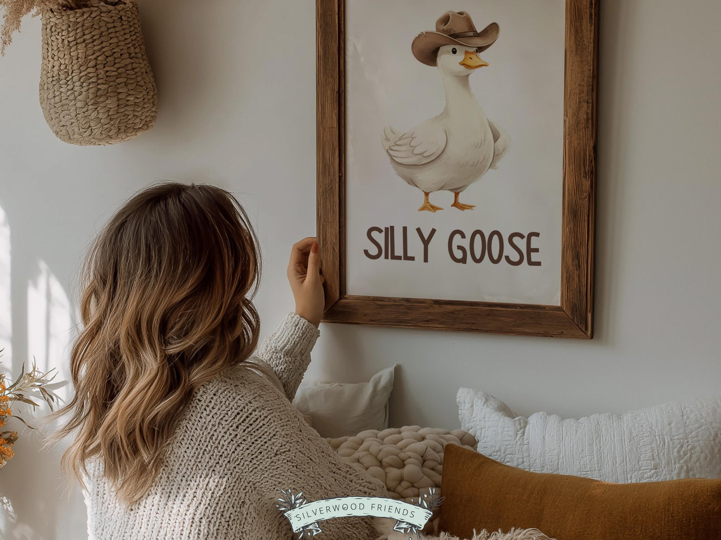 Silly Goose Cowboy Nursery Print, Western Goose Nursery Decor, Gender Neutral Country Western Farm Animal Nursery Wall Art (DIGITAL)