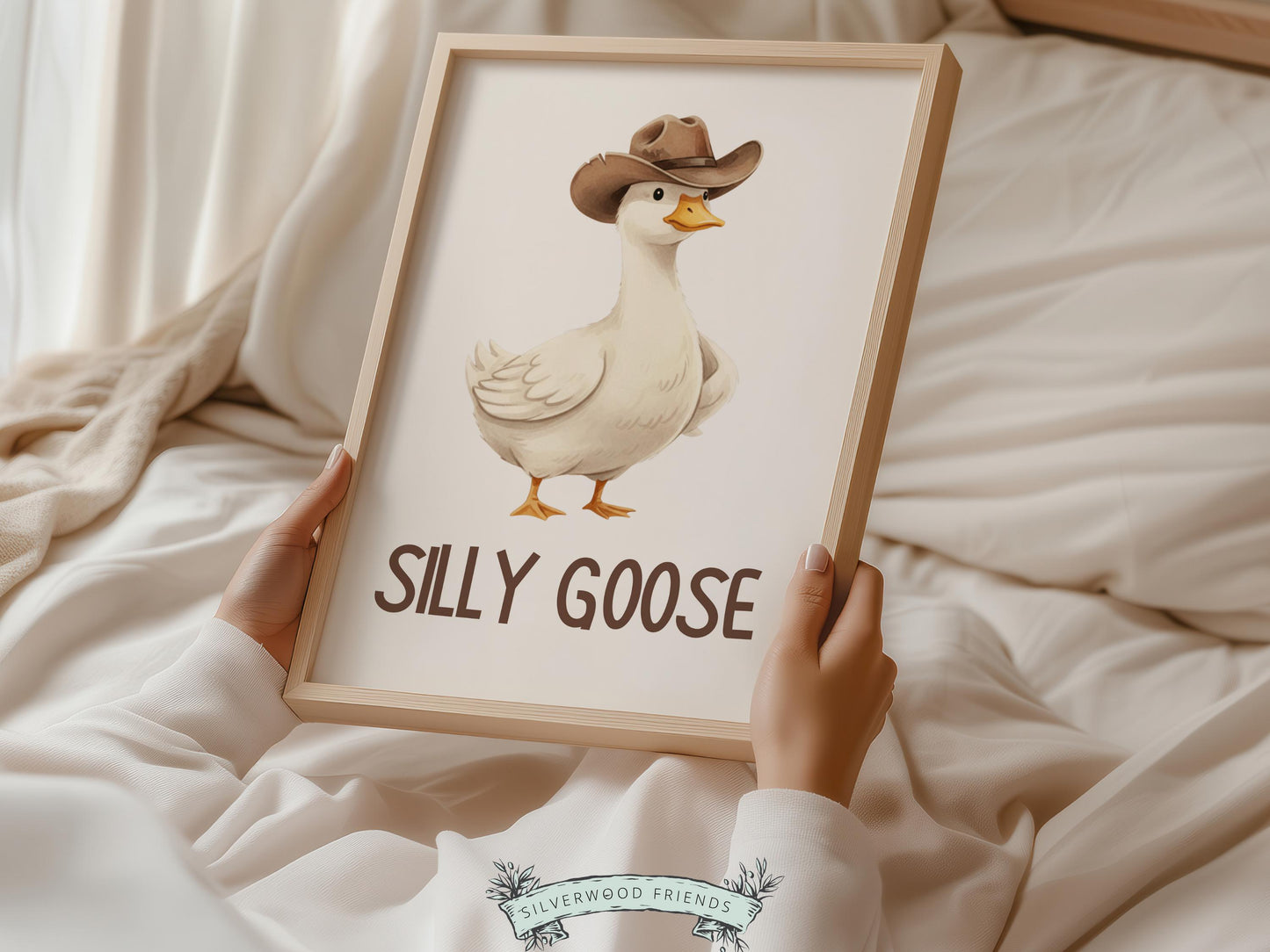 Silly Goose Cowboy Nursery Print, Western Goose Nursery Decor, Gender Neutral Country Western Farm Animal Nursery Wall Art (DIGITAL)