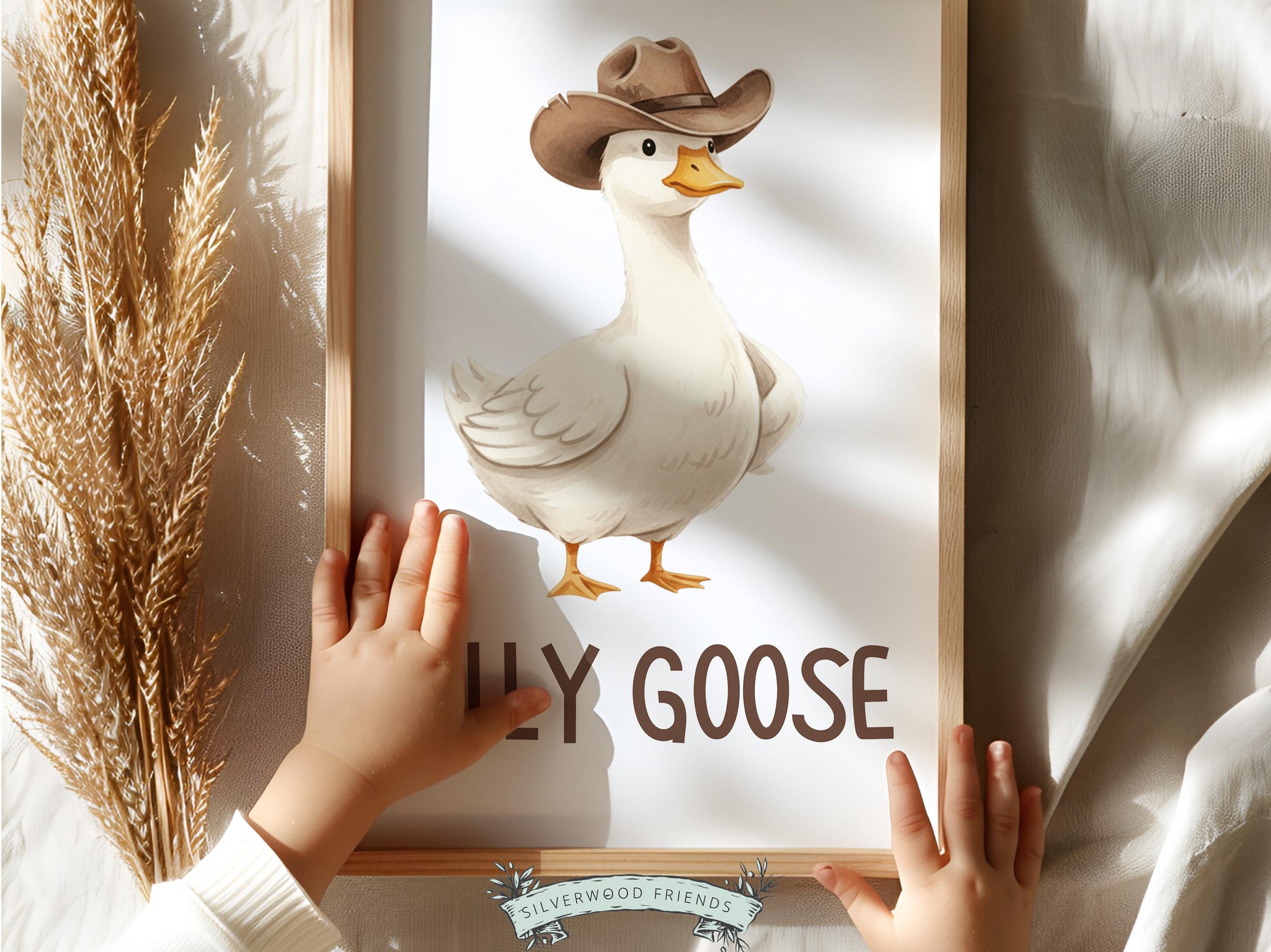 Silly Goose Cowboy Nursery Print, Western Goose Nursery Decor, Gender Neutral Country Western Farm Animal Nursery Wall Art (DIGITAL)