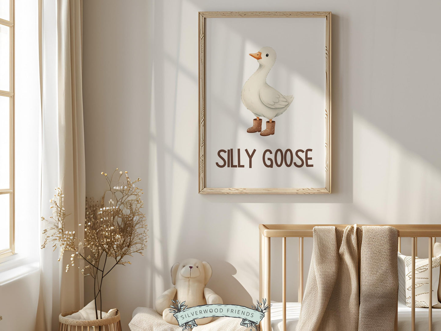 Silly Goose Cowboy Nursery Print, Western Goose Nursery Decor, Gender Neutral Country Western Farm Animal Nursery Wall Art (DIGITAL)