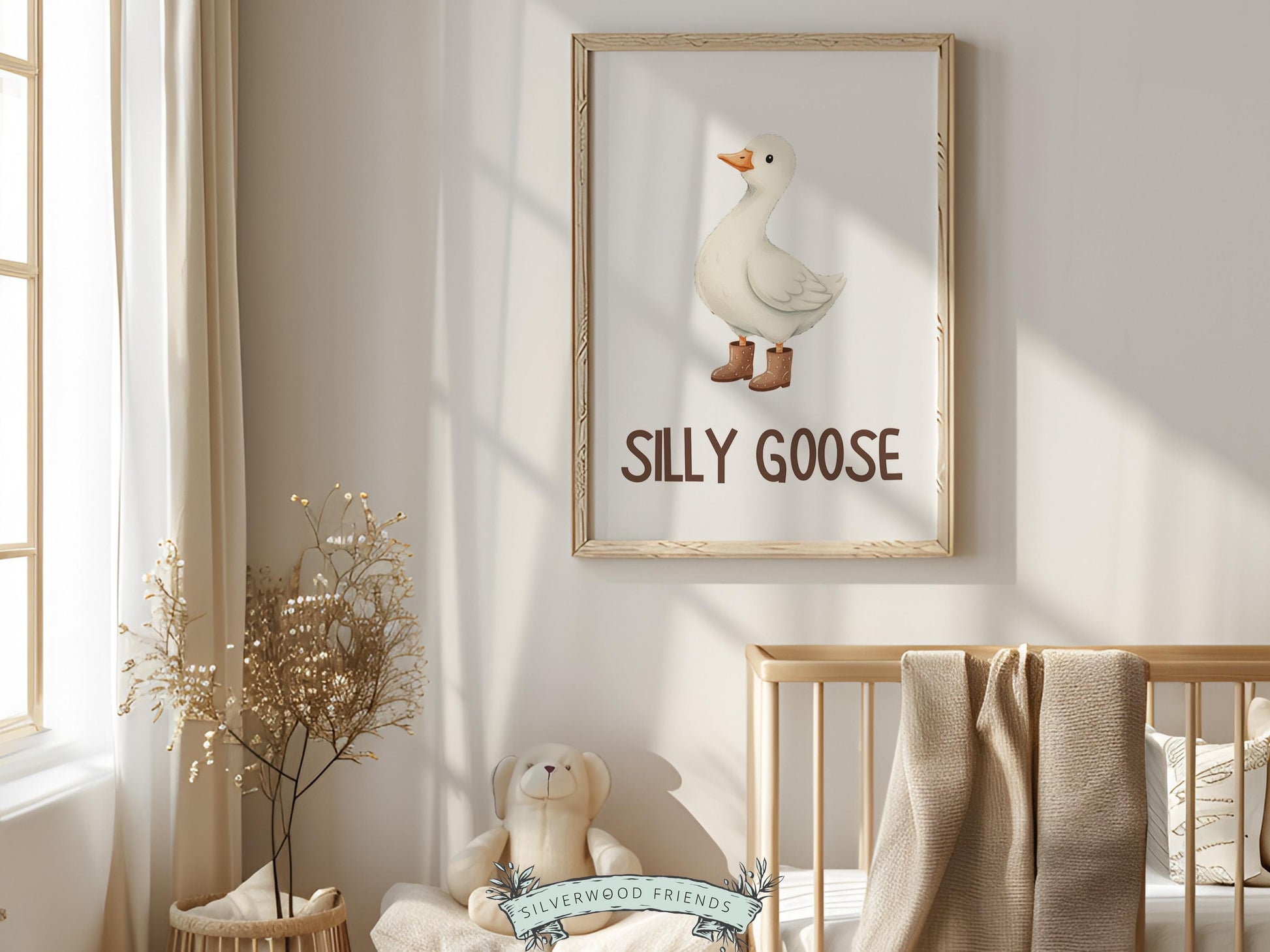 Silly Goose Cowboy Nursery Print, Western Goose Nursery Decor, Gender Neutral Country Western Farm Animal Nursery Wall Art (DIGITAL)